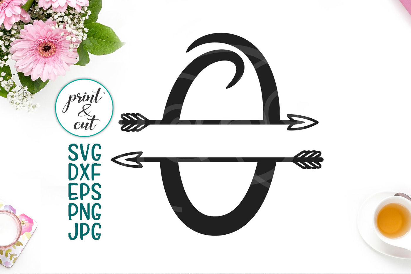 Circle Monogram Arrow SVG - SVG EPS PNG DXF Cut Files for Cricut and  Silhouette Cameo by SavanasDesign