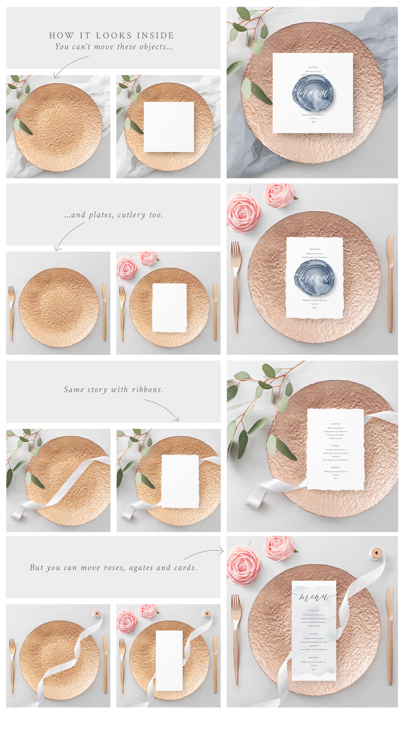 Download Wedding Menu/Program Mockups By Lena Zakharova | TheHungryJPEG.com