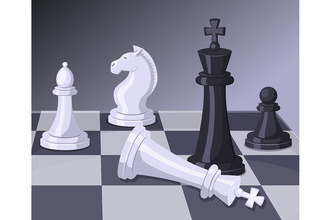 queen take a checkmate on chess board game. concept of business