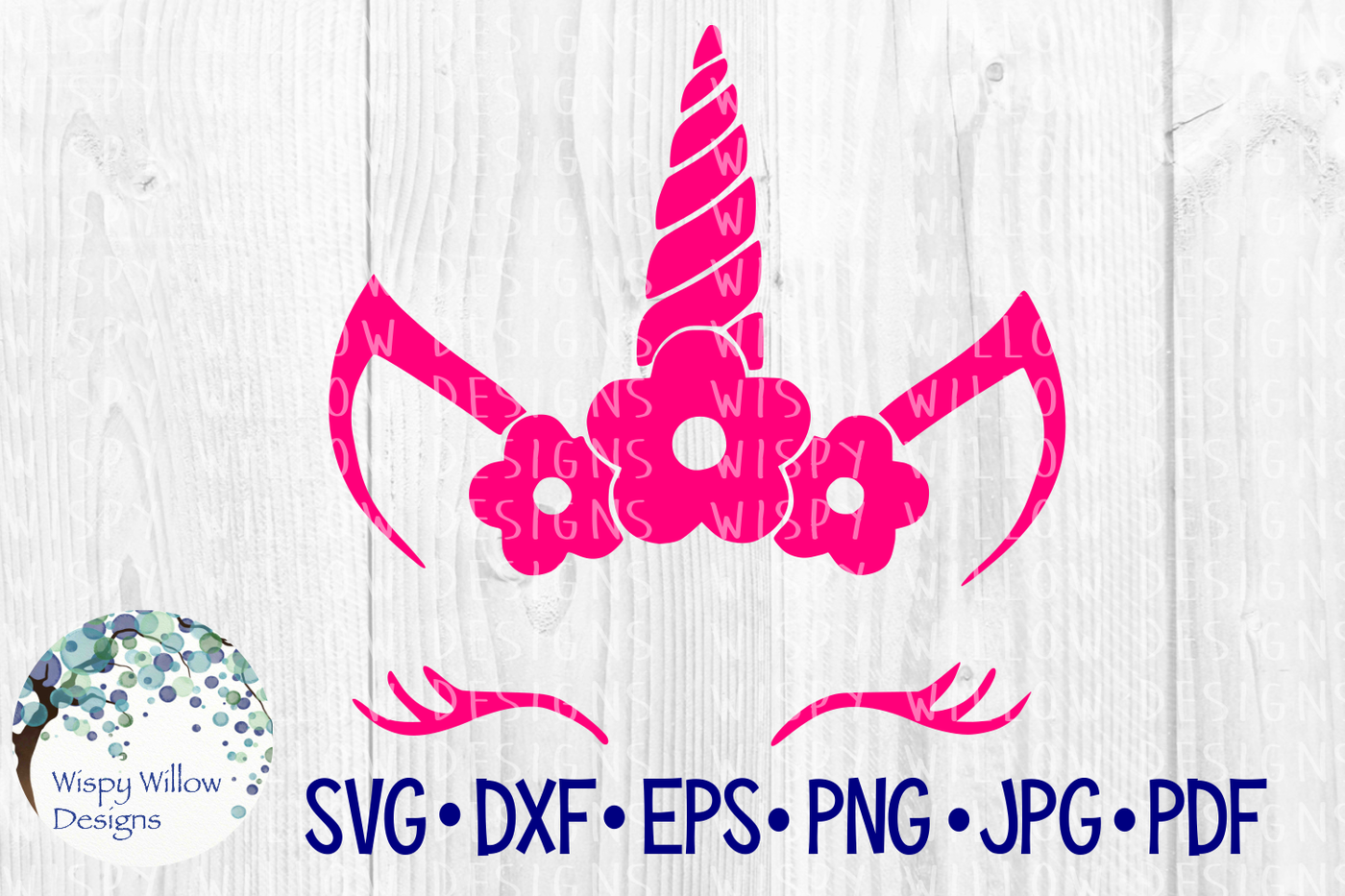 Download Unicorn Flower Face SVG/DXF/EPS/PNG/JPG/PDF By Wispy Willow Designs | TheHungryJPEG.com
