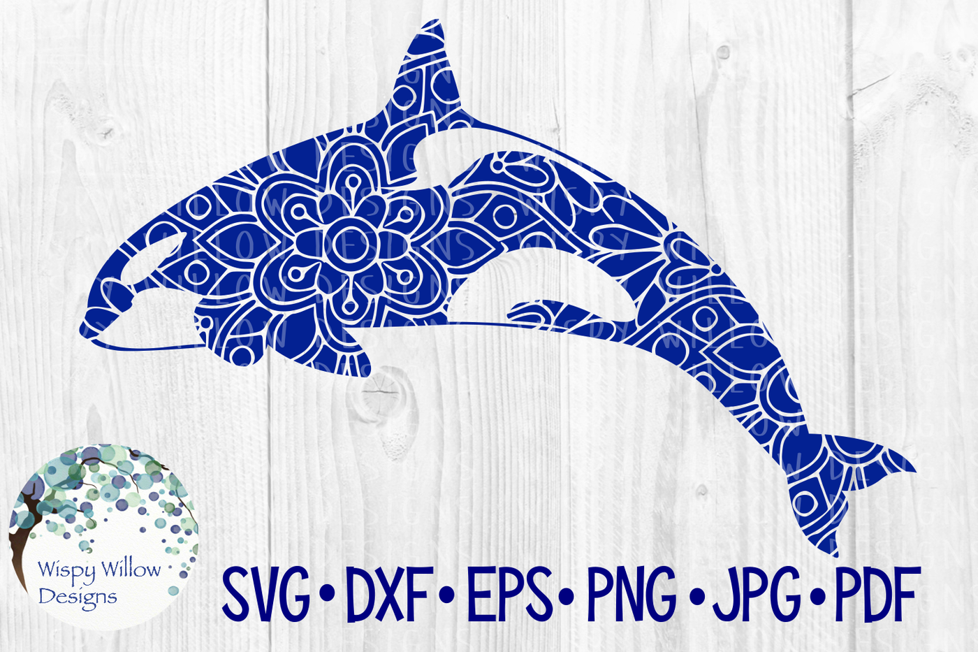 Download Orca, Killer Whale, Floral Mandala SVG/DXF/EPS/PNG/JPG/PDF By Wispy Willow Designs ...