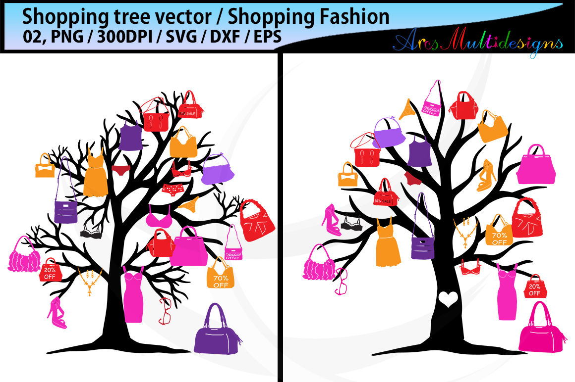 Shopping Bag Silhouette Vector Svg Shopping Tree Svg Vector Season By Arcsmultidesignsshop Thehungryjpeg Com