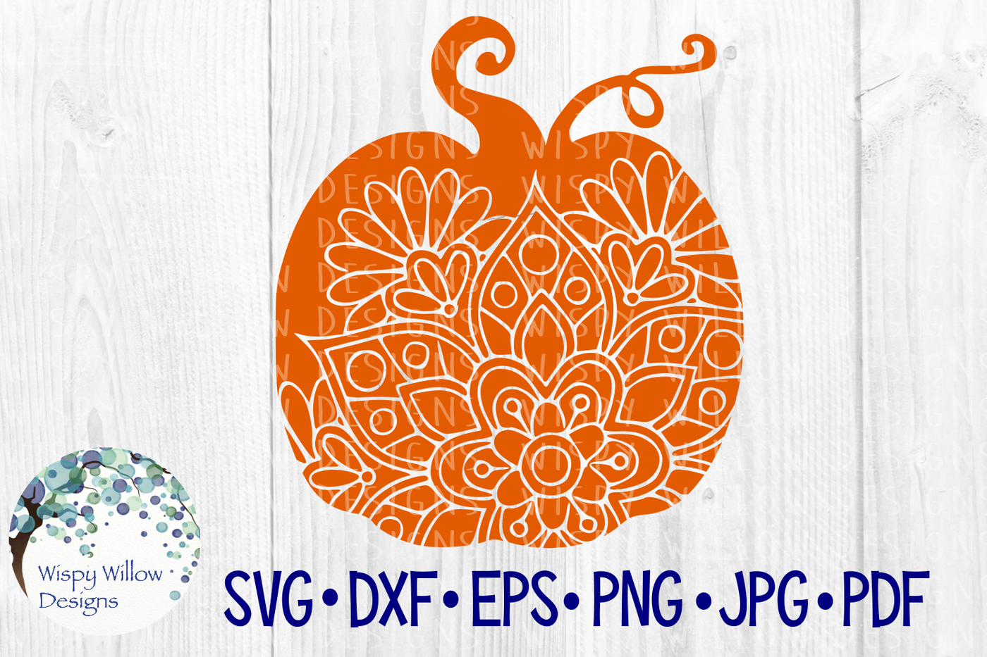 Pumpkin Mandala Fall Zentangle Svg Dxf Eps Png Jpg Pdf By Wispy Willow Designs Thehungryjpeg Com