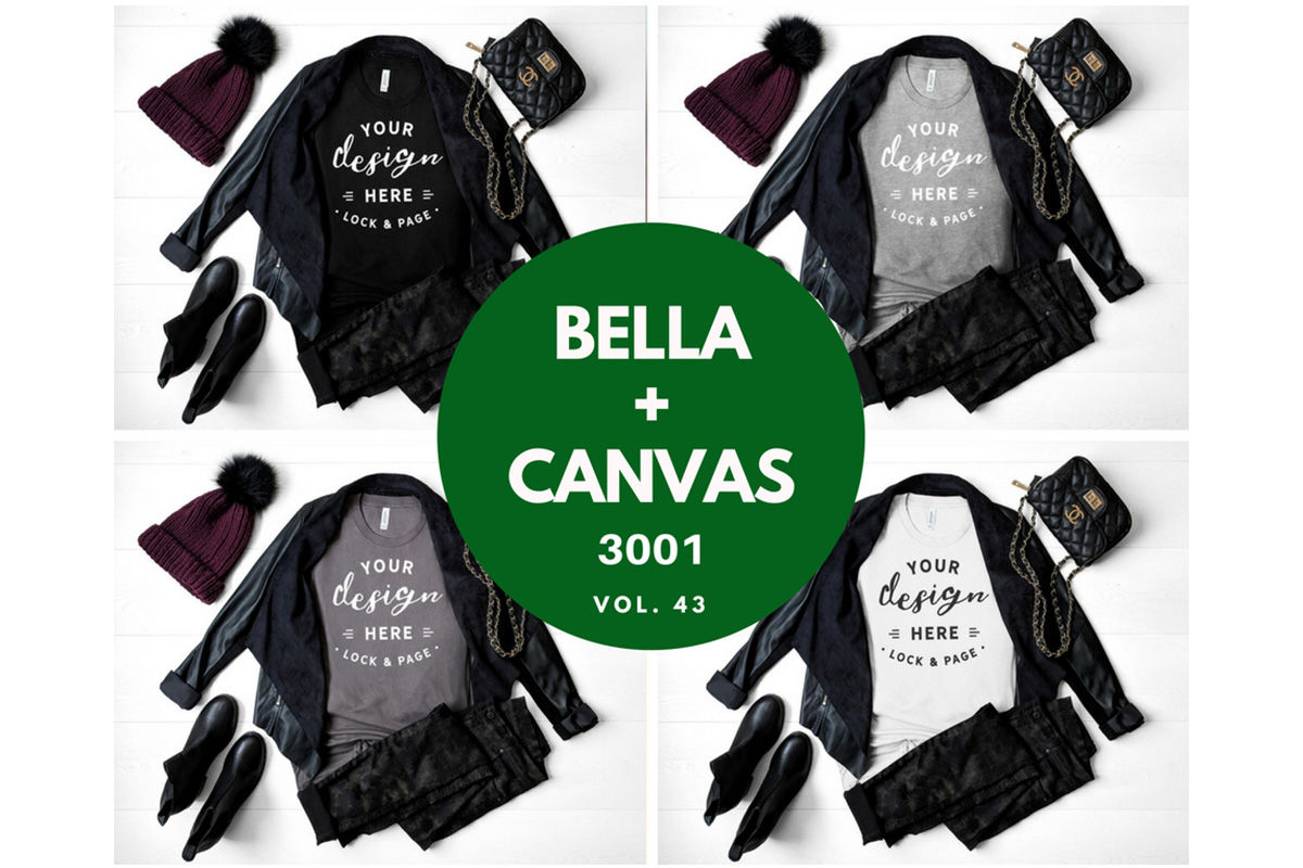 Fall T Shirt Mockup Bundle Bella Canvas 3001 T-Shirt Flat ...