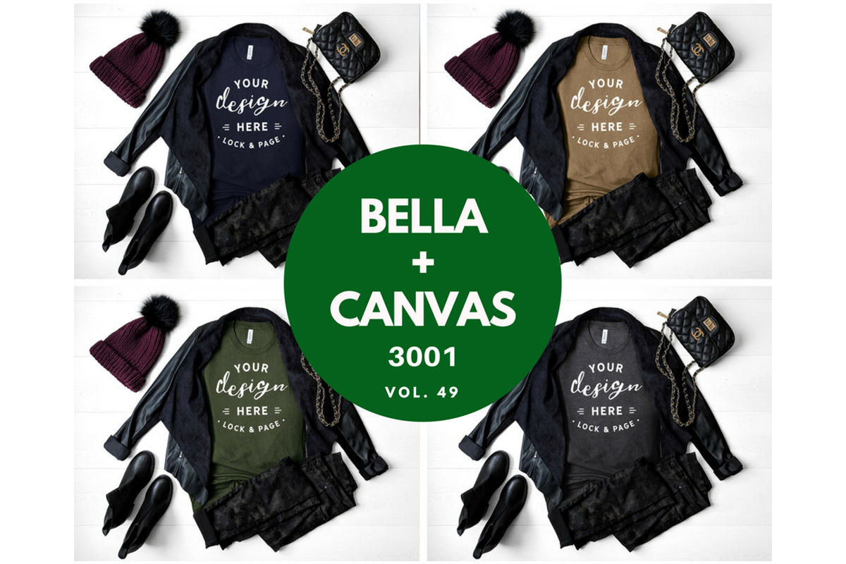 Download Bella Canvas 3001 Autumn Fall Winter TShirt Mockup Bundle ...