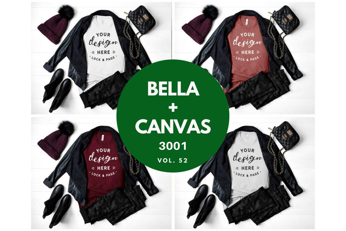 Download Fall T Shirt Mockup Bundle Bella Canvas 3001 T-Shirt Flat Lay Bundle By Lock and Page ...