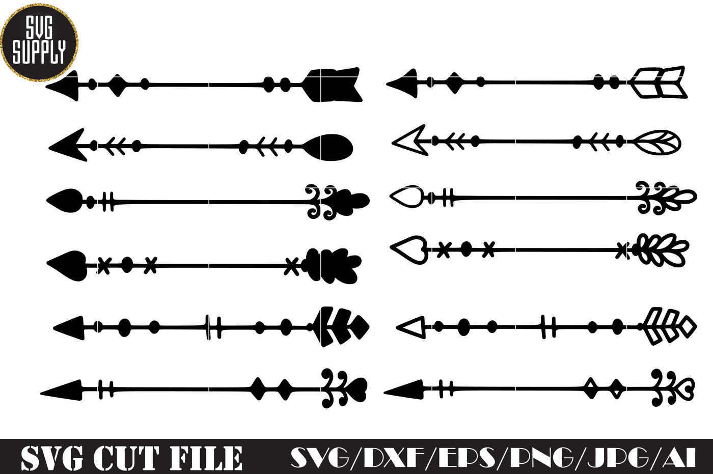 Arrow Set Svg Cut File By Svgsupply Thehungryjpeg Com