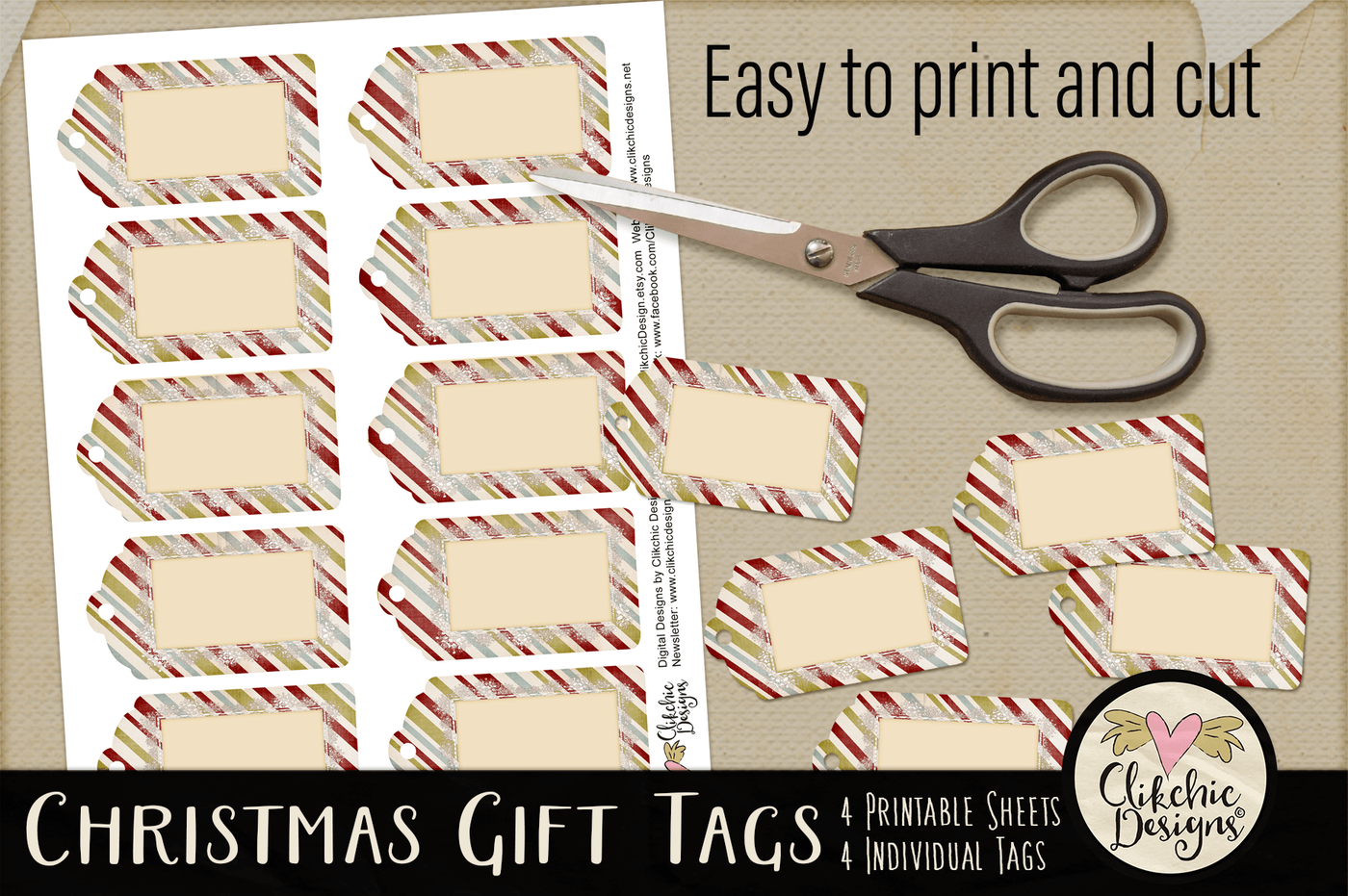 Printable Christmas Gift Tags By Clikchic Designs Thehungryjpeg Com