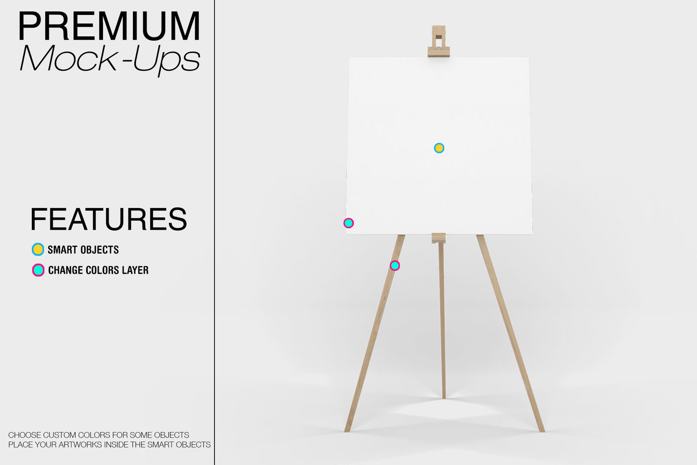 Easel Stand with Square Canvas By Mockups