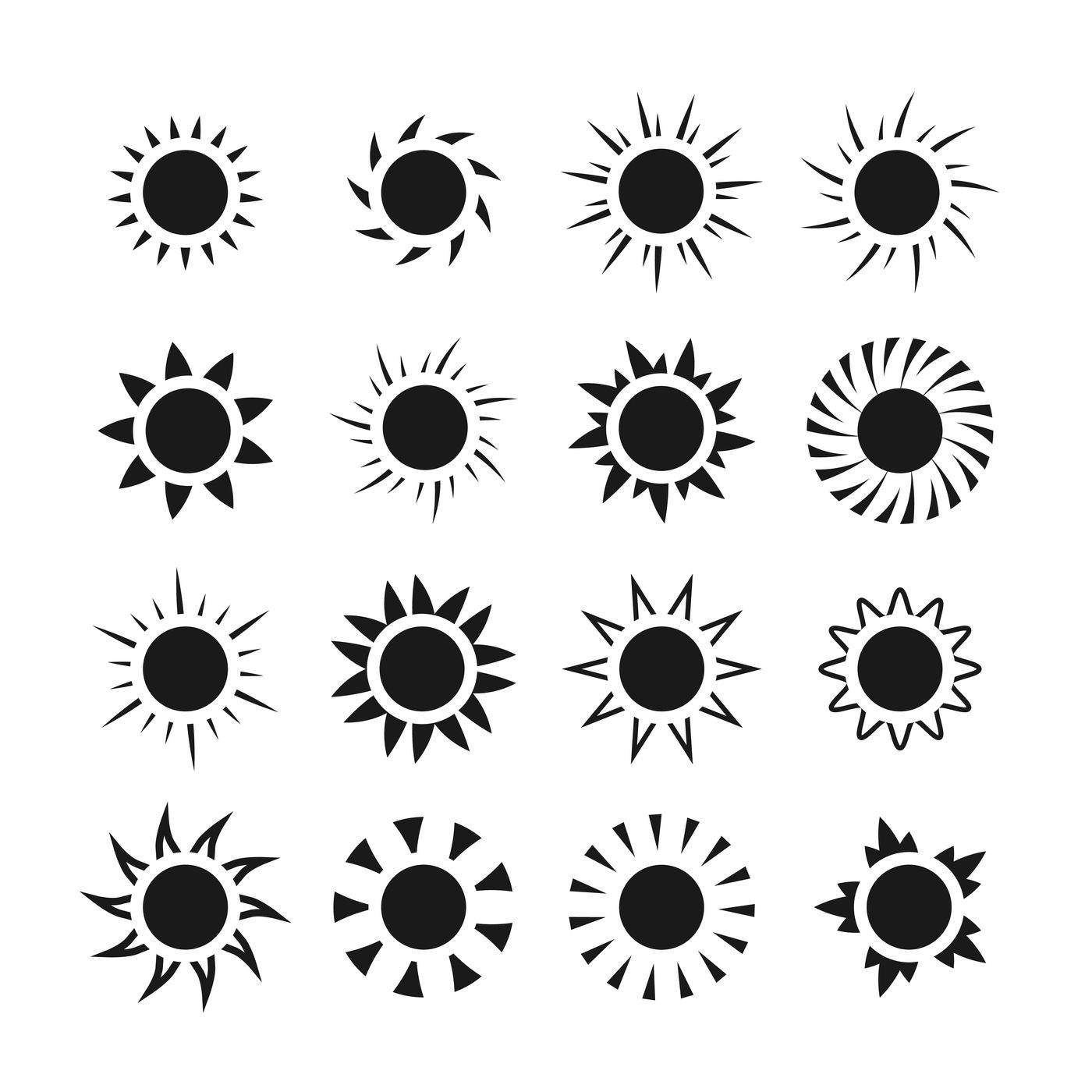 Sun icons vector set By Microvector | TheHungryJPEG