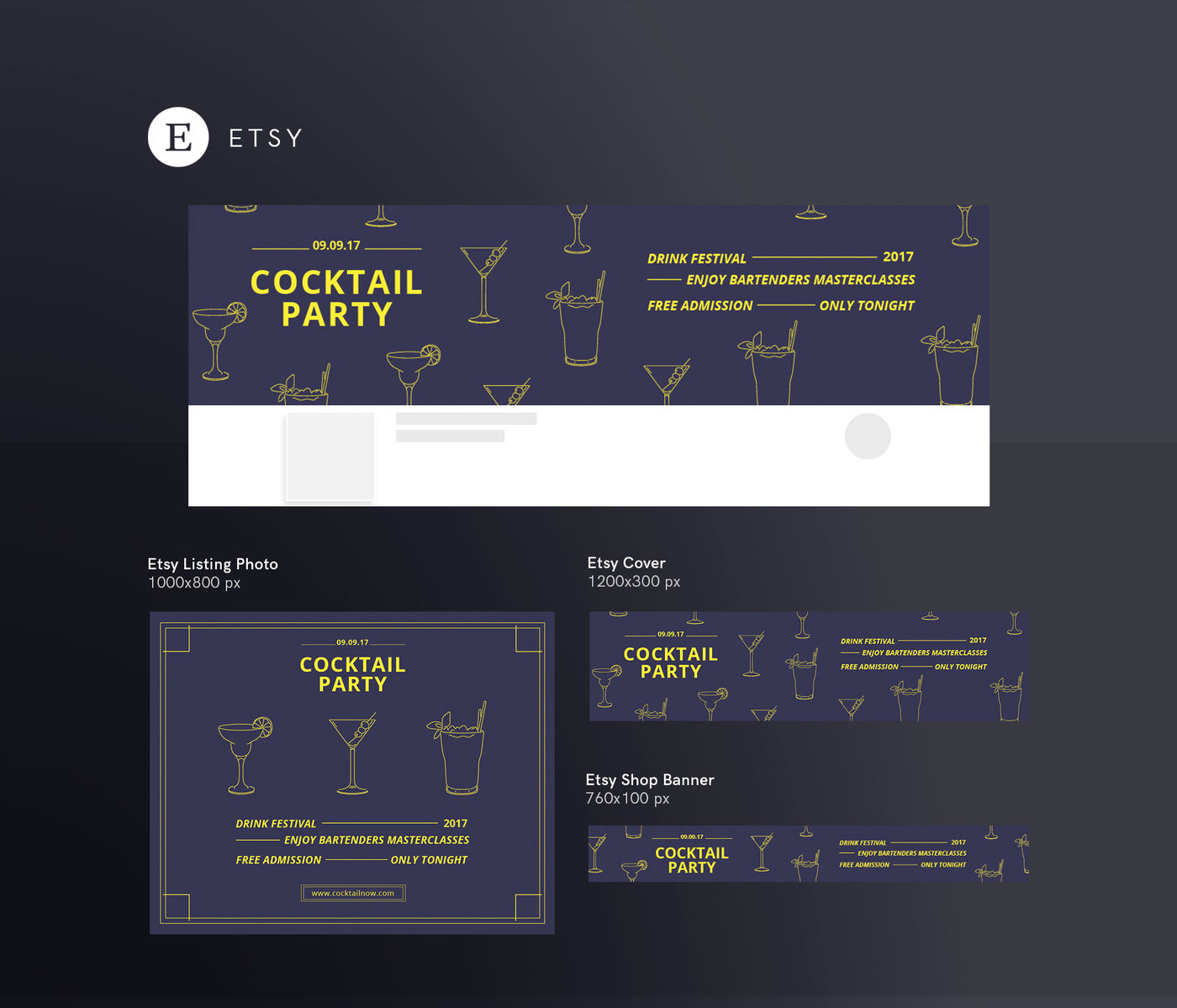 Design Templates Bundle Flyer Banner Branding Cocktail Party By Amber Graphics Thehungryjpeg Com