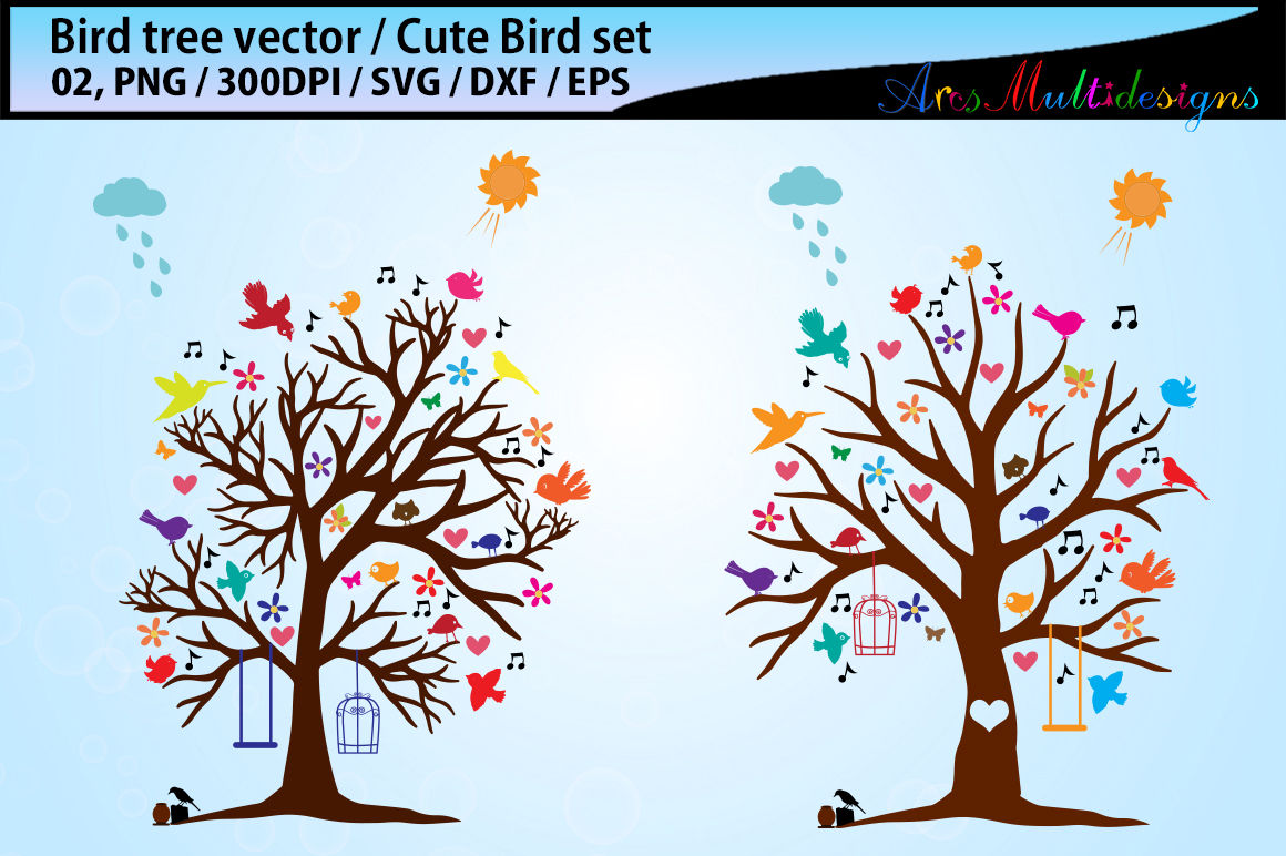 Bird Tree Silhouette Vector Svg Bird Tree Svg Vector Bird Tree By Arcsmultidesignsshop Thehungryjpeg Com