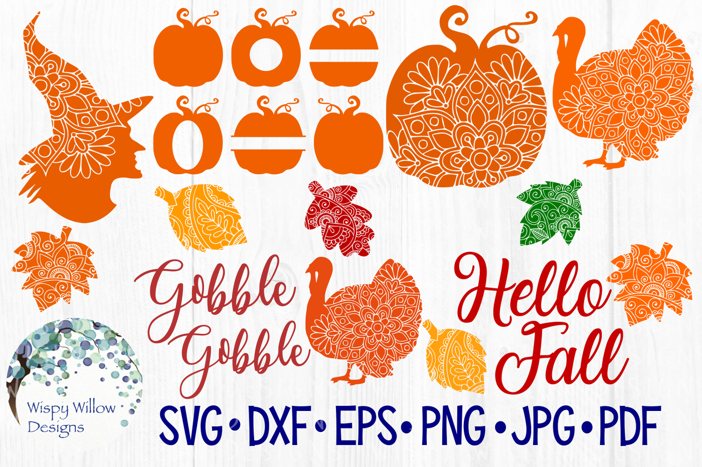 Fall Bundle Mandala Thanksgiving Halloween Svg Dxf Eps Png Jpg Pdf By Wispy Willow Designs Thehungryjpeg Com