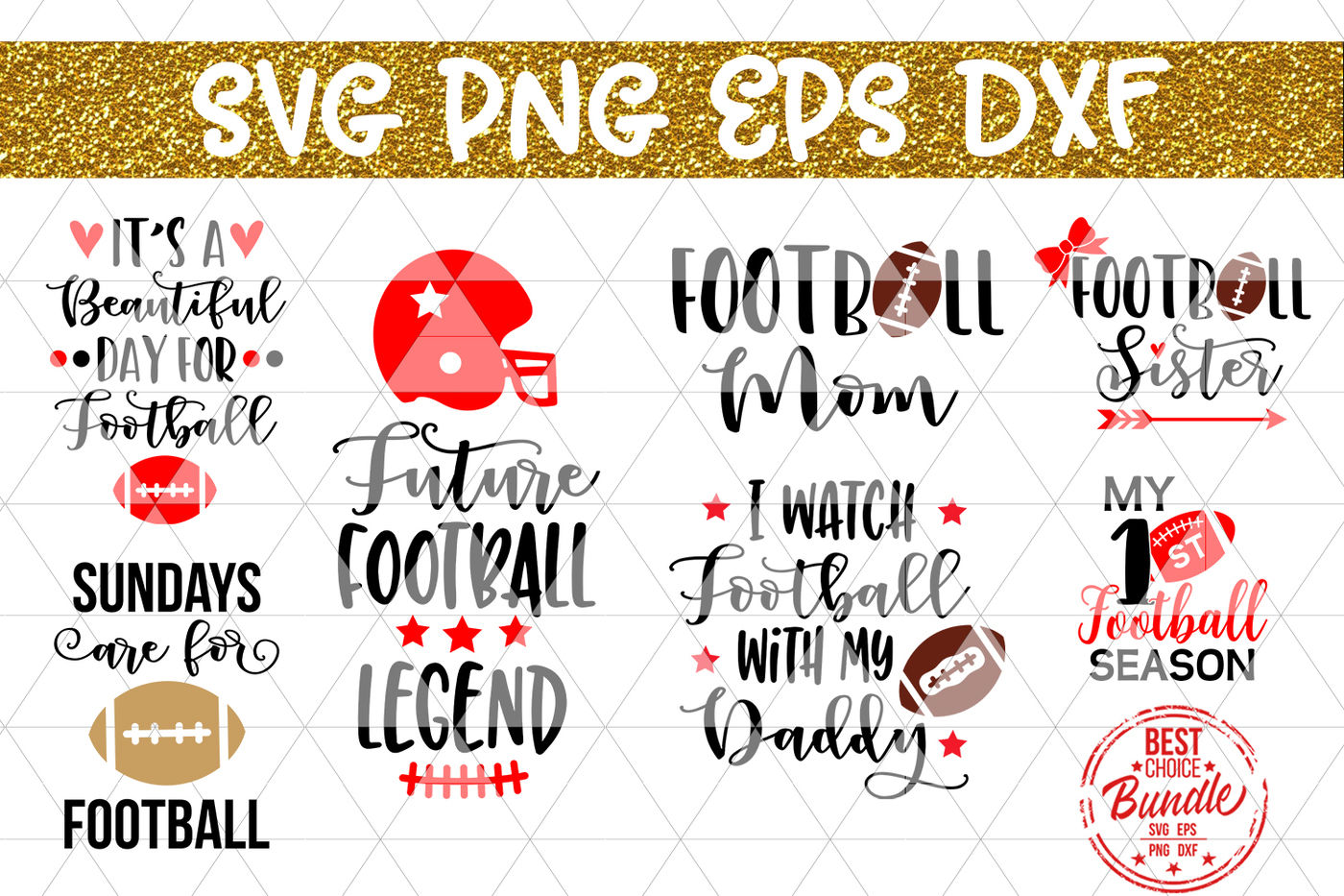 Download Football Bundle Svg Cut File Sports Svg Eps Png Dxf By Mulia Designs Thehungryjpeg Com