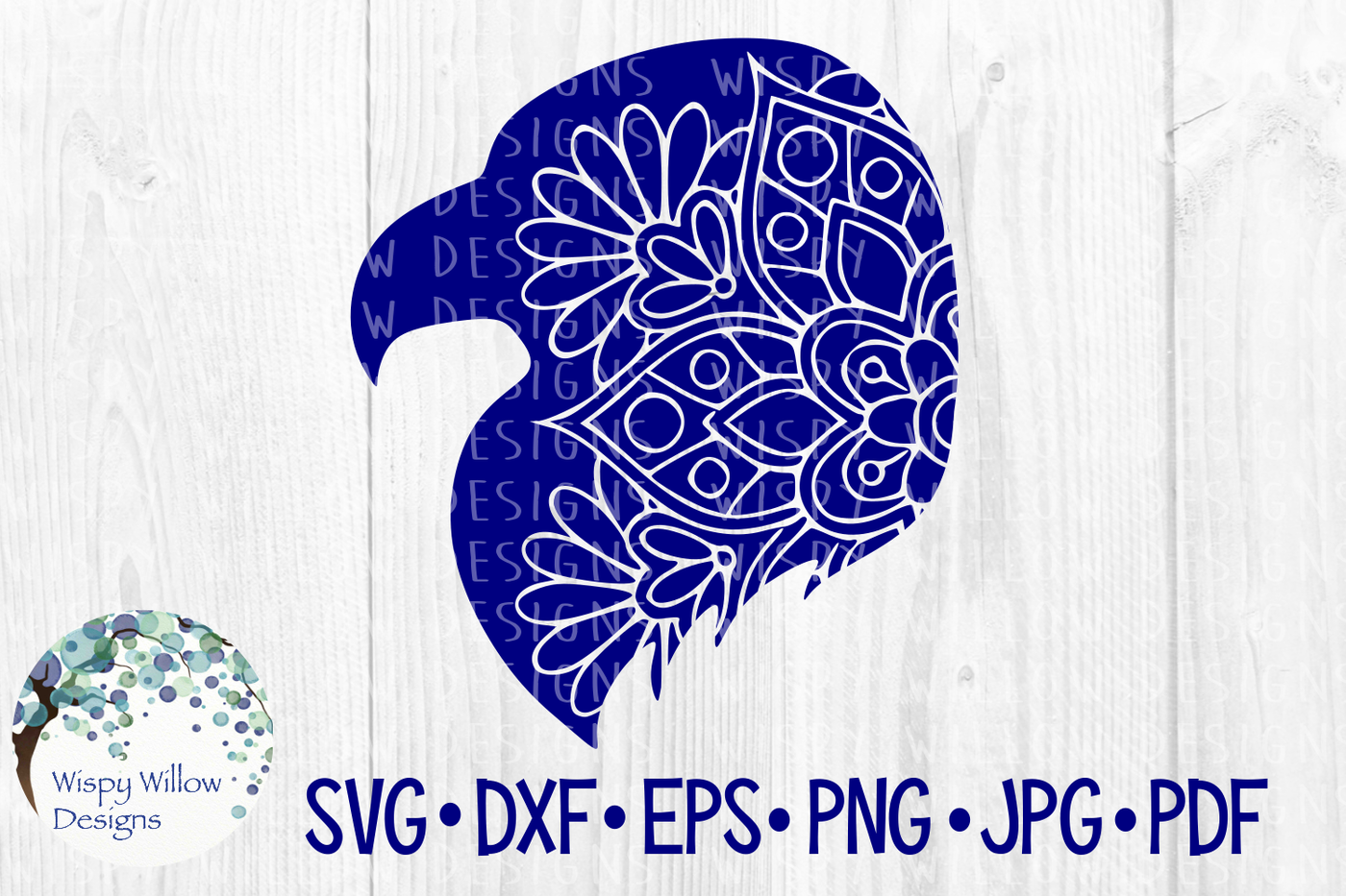 Eagle Head Mandala, Patriotic, Bird, SVG/DXF/EPS/PNG/JPG/PDF By Wispy