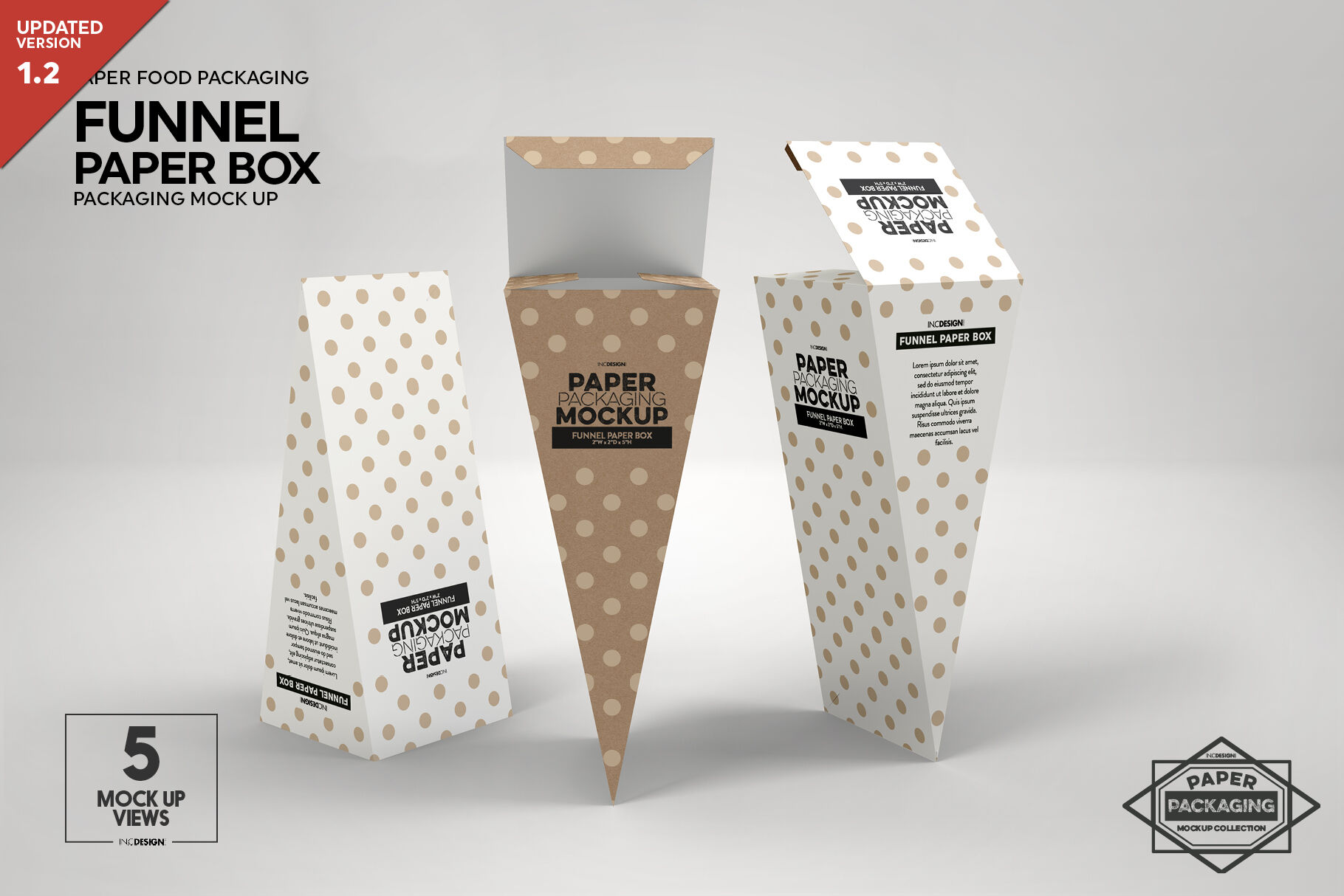 Funnel Paper Box Packaging Mockup By INC Design Studio | TheHungryJPEG.com