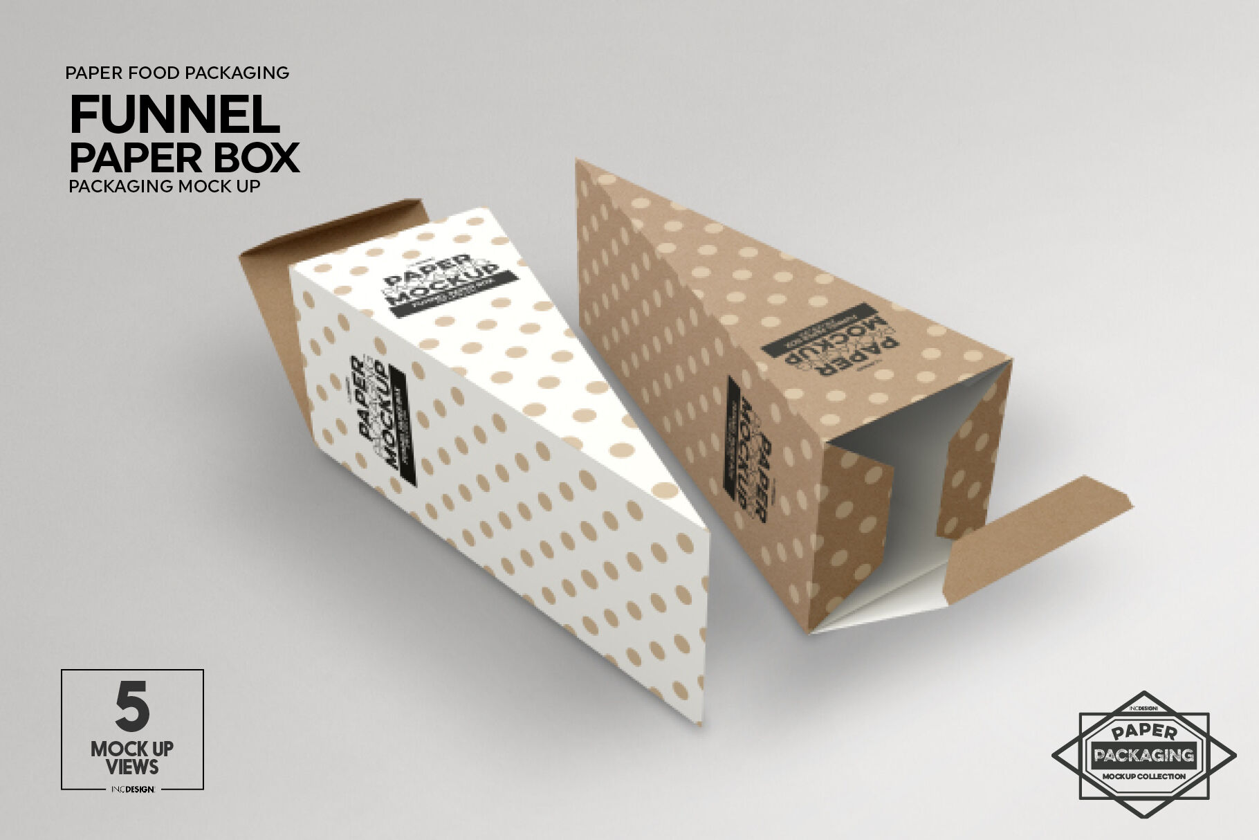 Funnel Paper Box Packaging Mockup By INC Design Studio | TheHungryJPEG