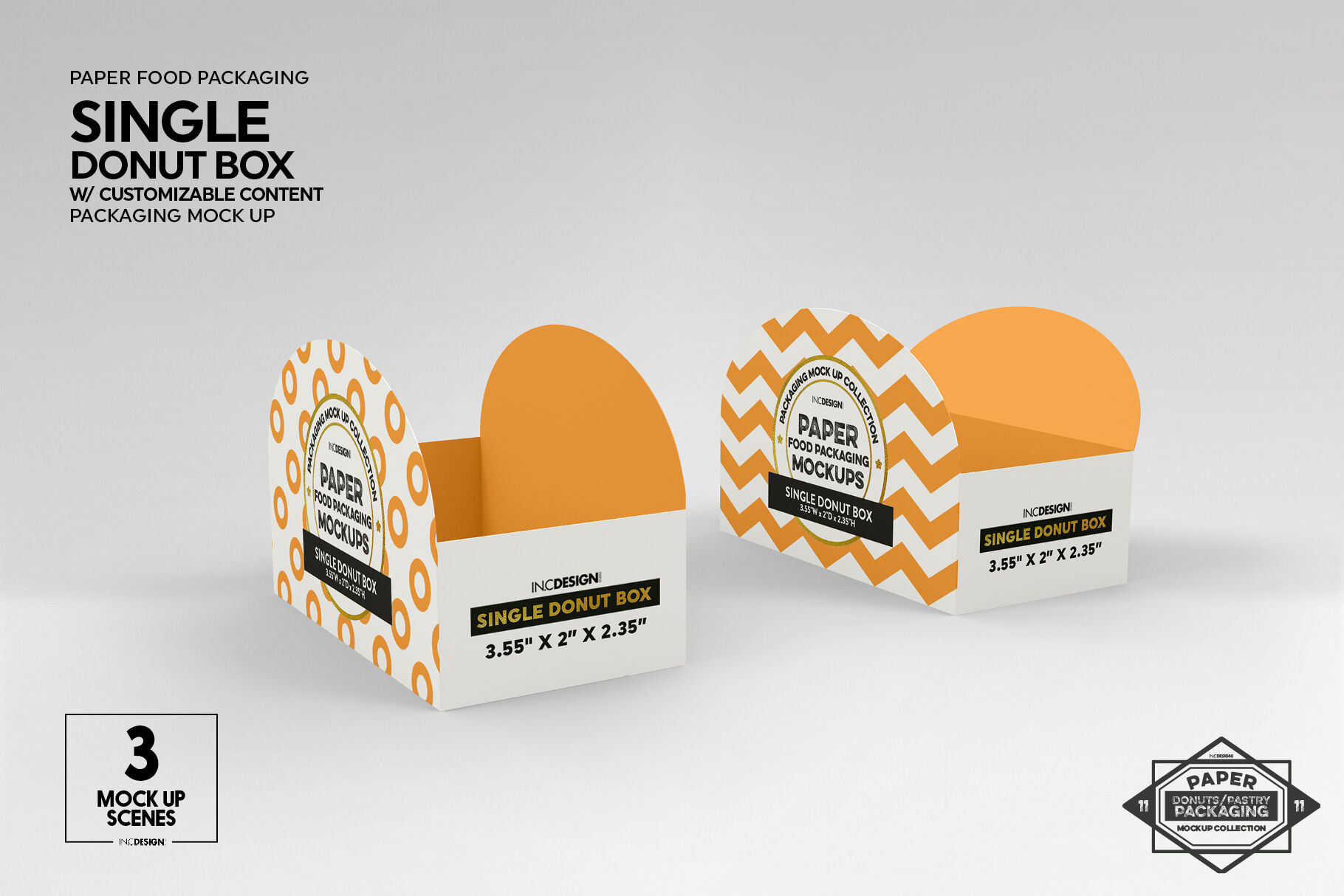 Single Donut Box Packaging Mockup By INC Design Studio | TheHungryJPEG.com