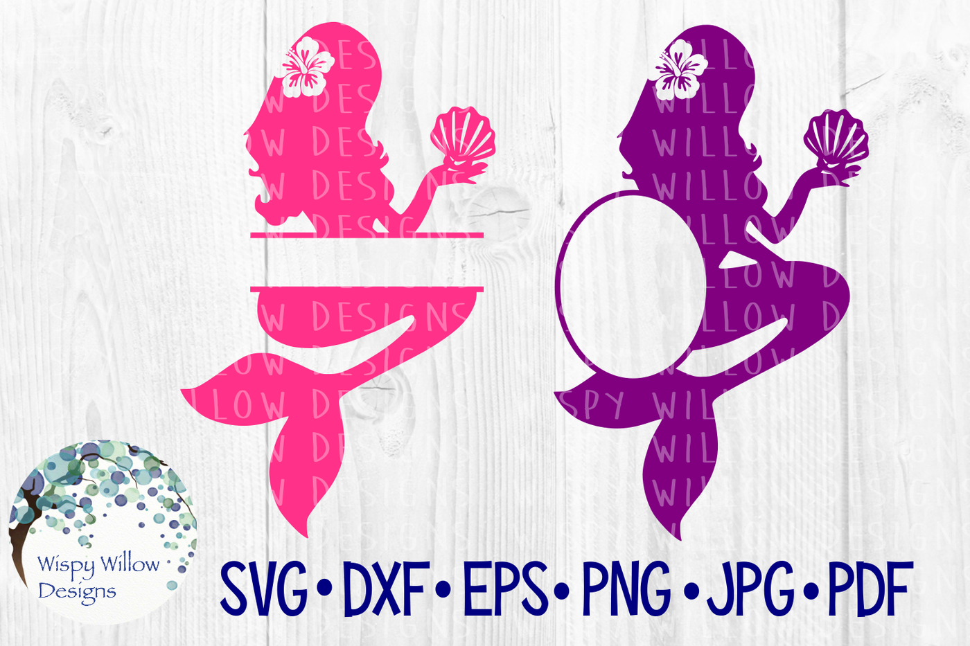 Mermaid Monogram Name Frame Border SVG/DXF/EPS/PNG/JPG/PDF ...