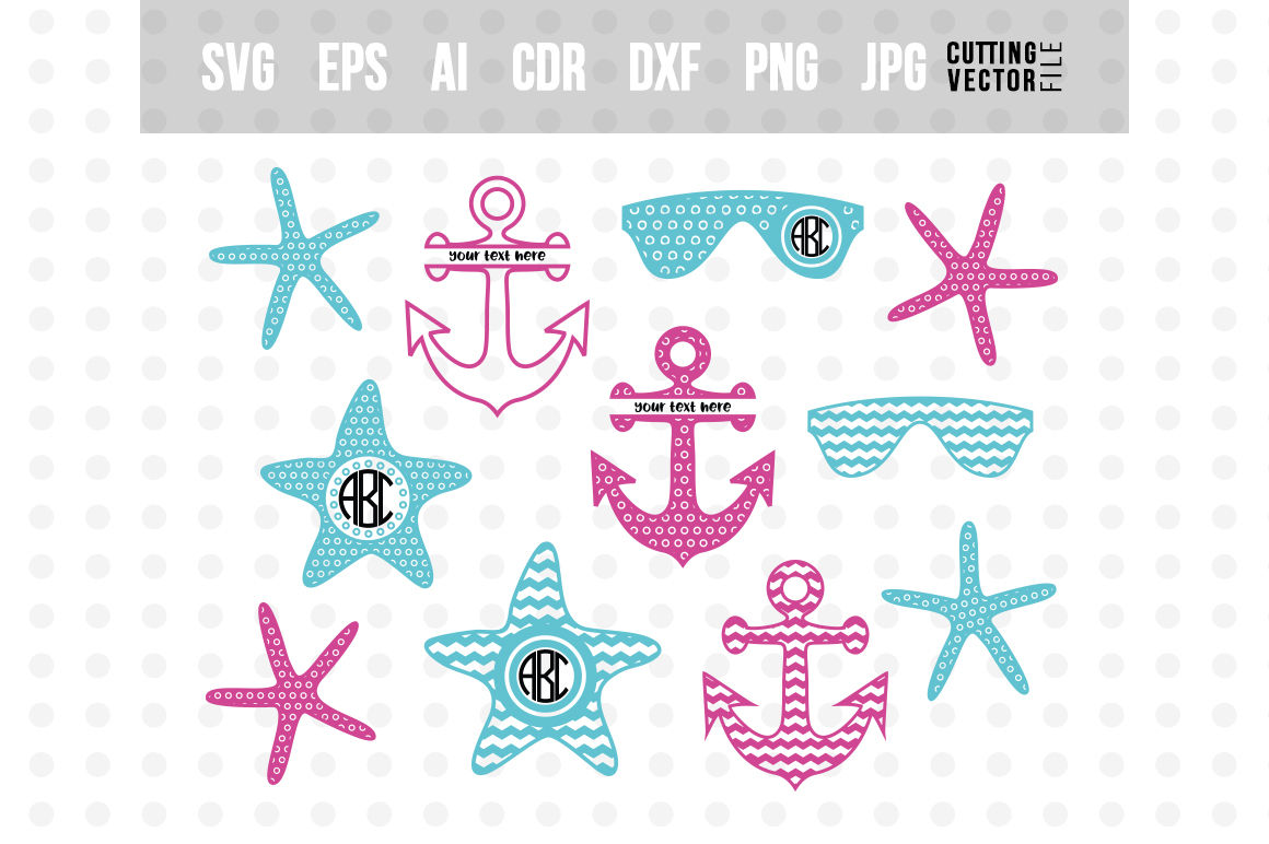 Download Summer Monogram Bundle - svg, eps, ai, cdr, dxf, png, jpg By CraftArtShop | TheHungryJPEG.com