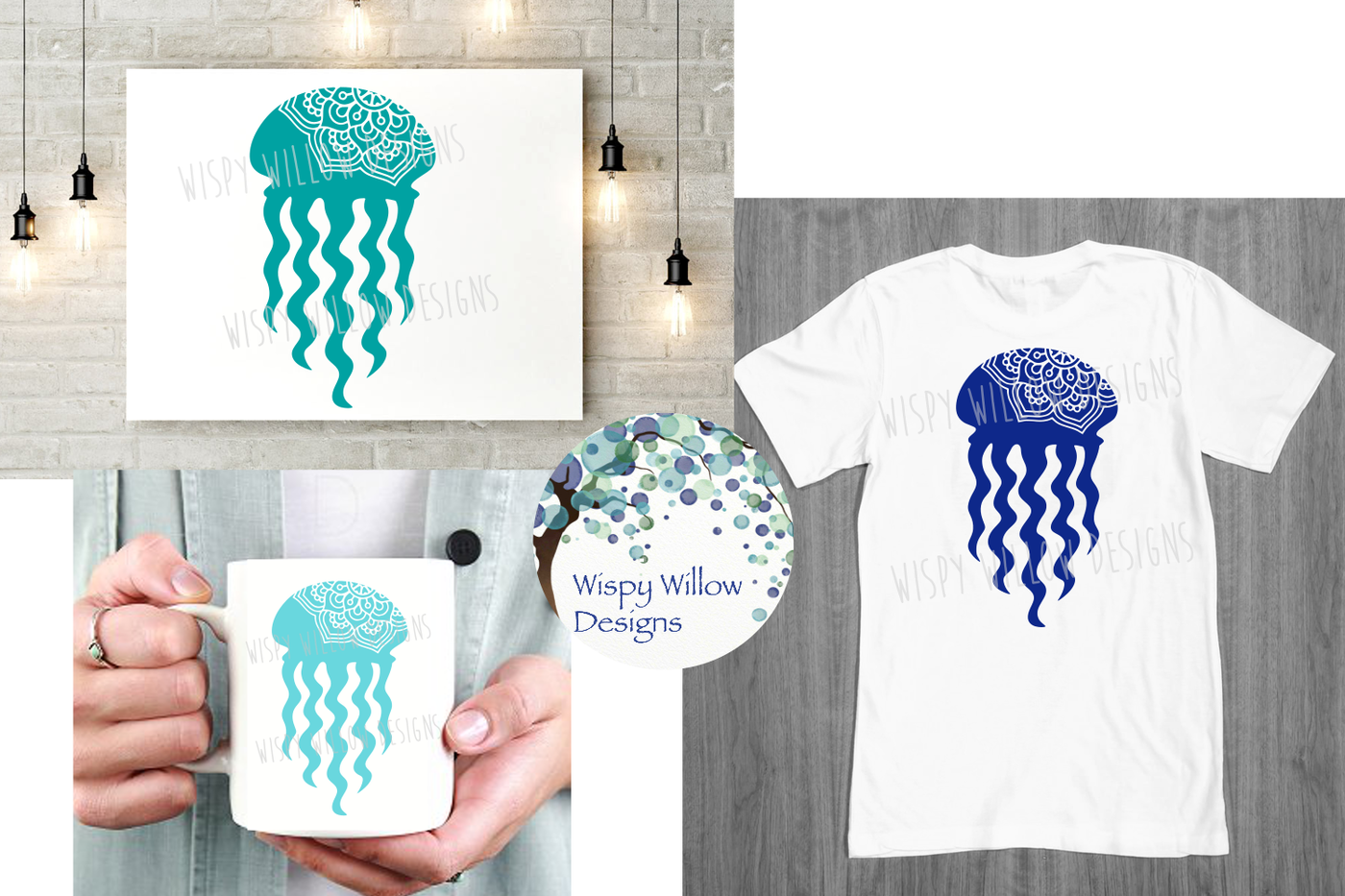 Download Jellyfish Mandala Summer Beach Svg Dxf Eps Png Jpg Pdf By Wispy Willow Designs Thehungryjpeg Com