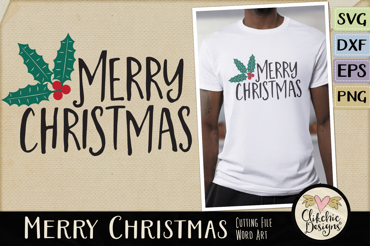Merry Christmas Svg Word Art Vector Cutting File By Clikchic Designs Thehungryjpeg Com