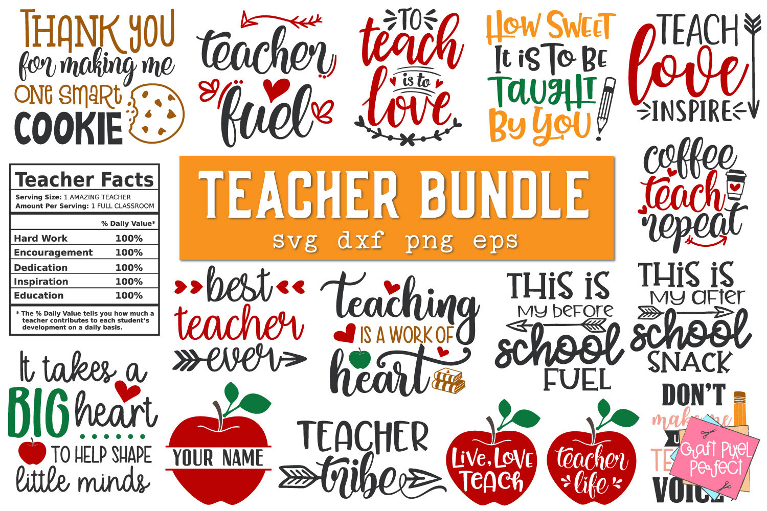 Teacher Bundle SVG, Teacher Appreciation Svg By Craft Pixel Perfect ...