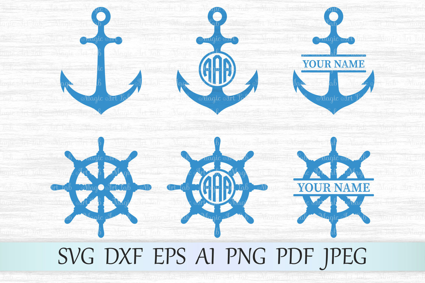 Anchor and ship wheel svg files, Anchor monogram svg, Anchor cut file ...