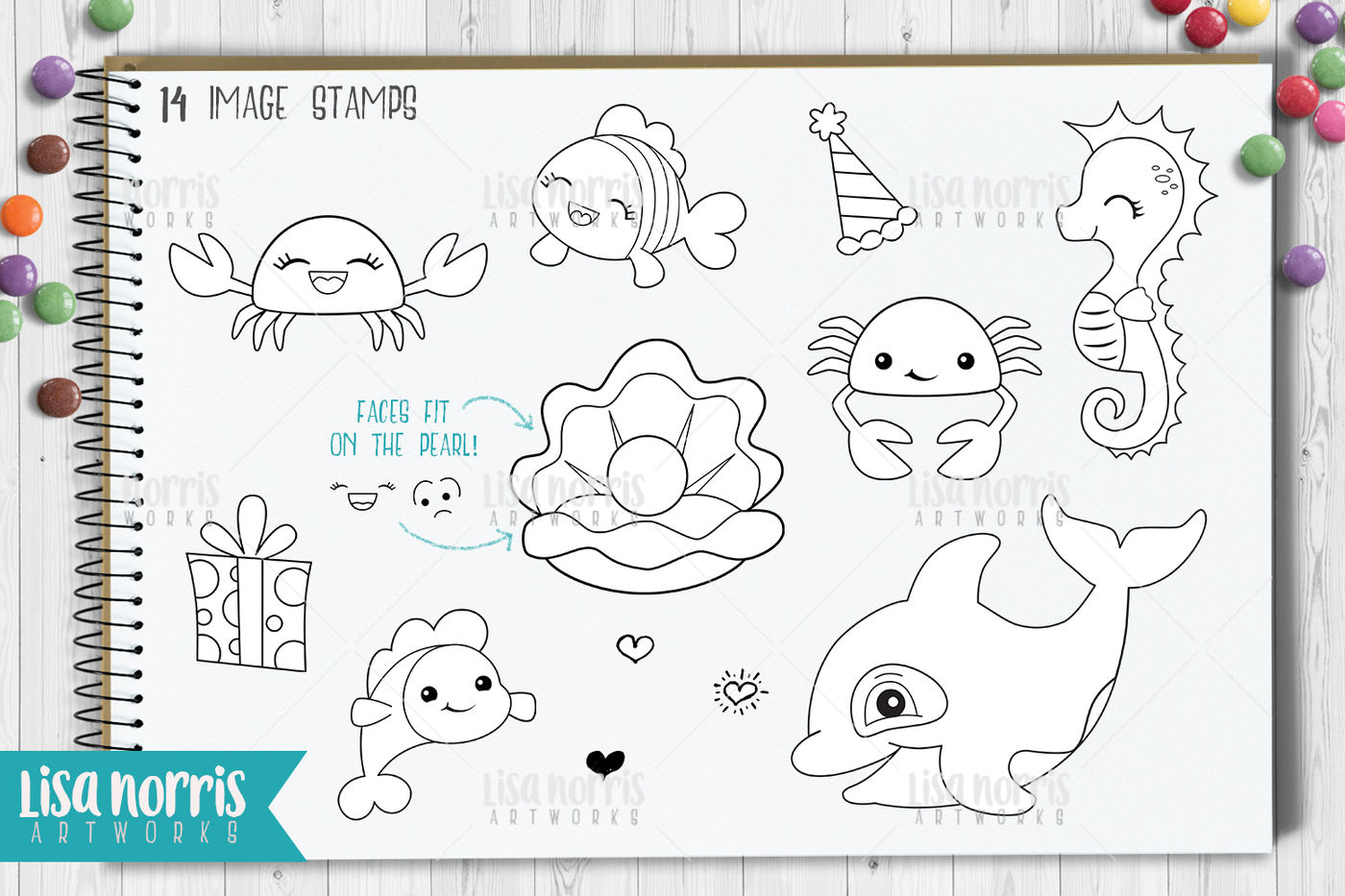 Sea Friends Digital Stamps And Svg Cutting Files By Lisa Norris Artworks Thehungryjpeg Com