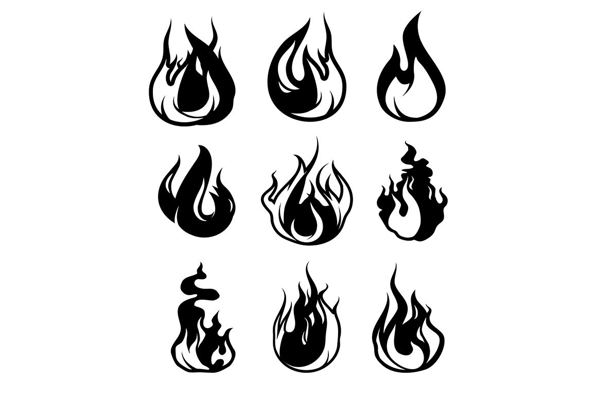 Monochrome Symbols Of Flame By Onyx Thehungryjpeg Com