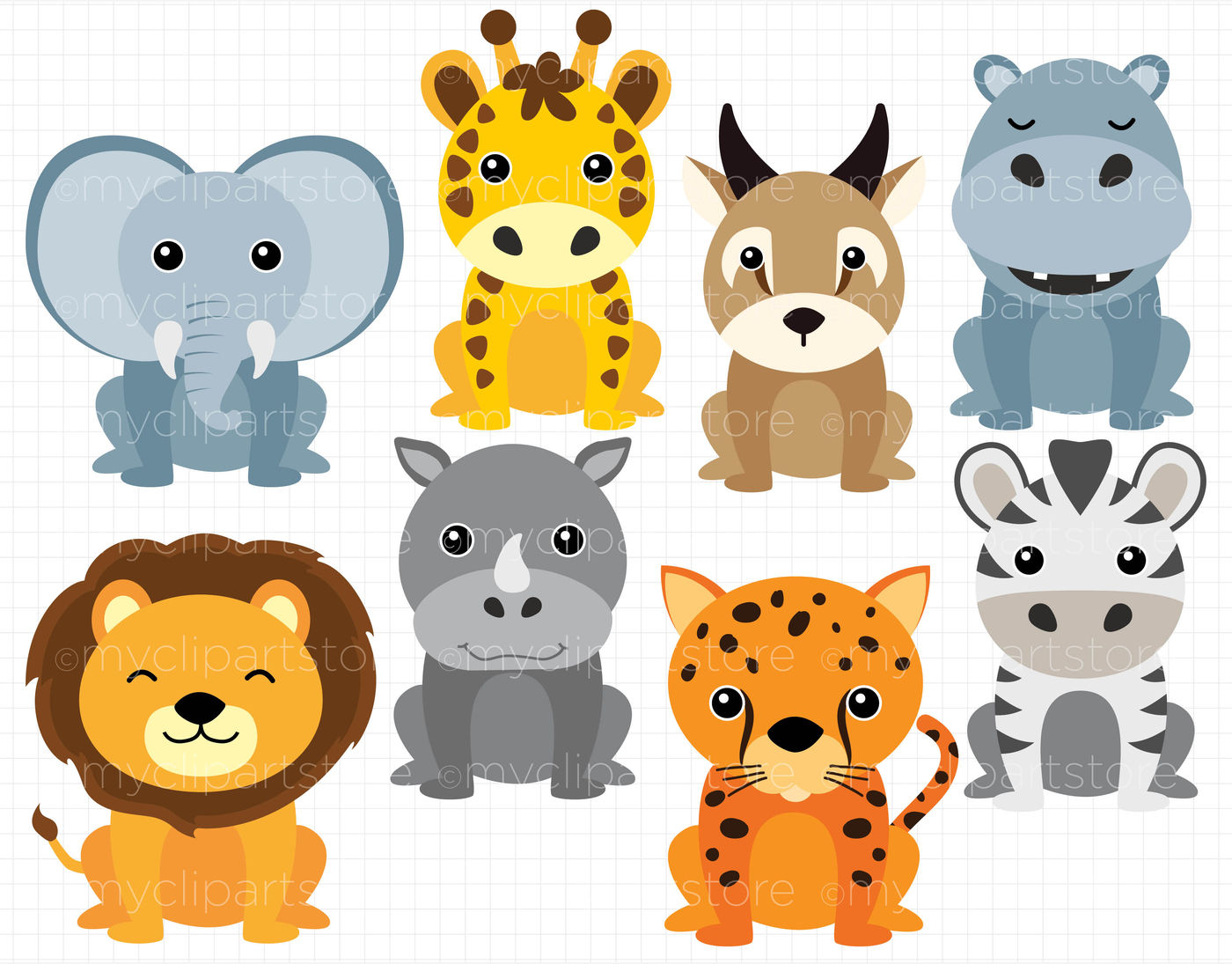 Download African Safari Animals Vector Clipart By MyClipArtStore | TheHungryJPEG.com