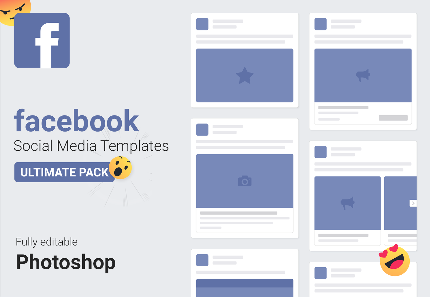 Download Facebook Psd Templates 2018 Social Media Mockups By Io Design Thehungryjpeg Com PSD Mockup Templates
