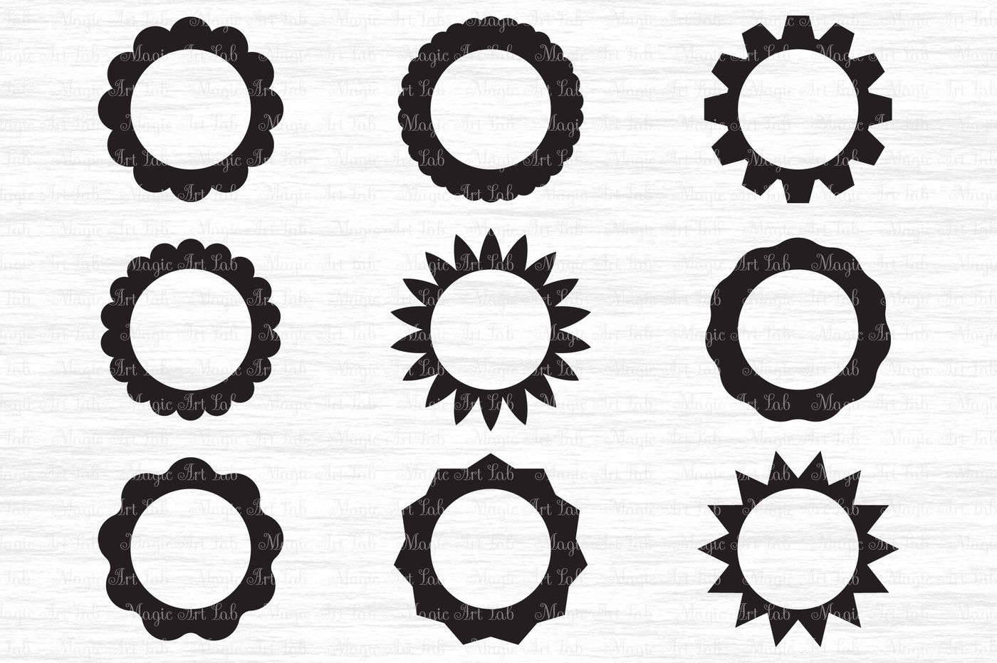 Monogram frames svg, Circle monograms cut file, Monogram frames dxf By MagicArtLab ...