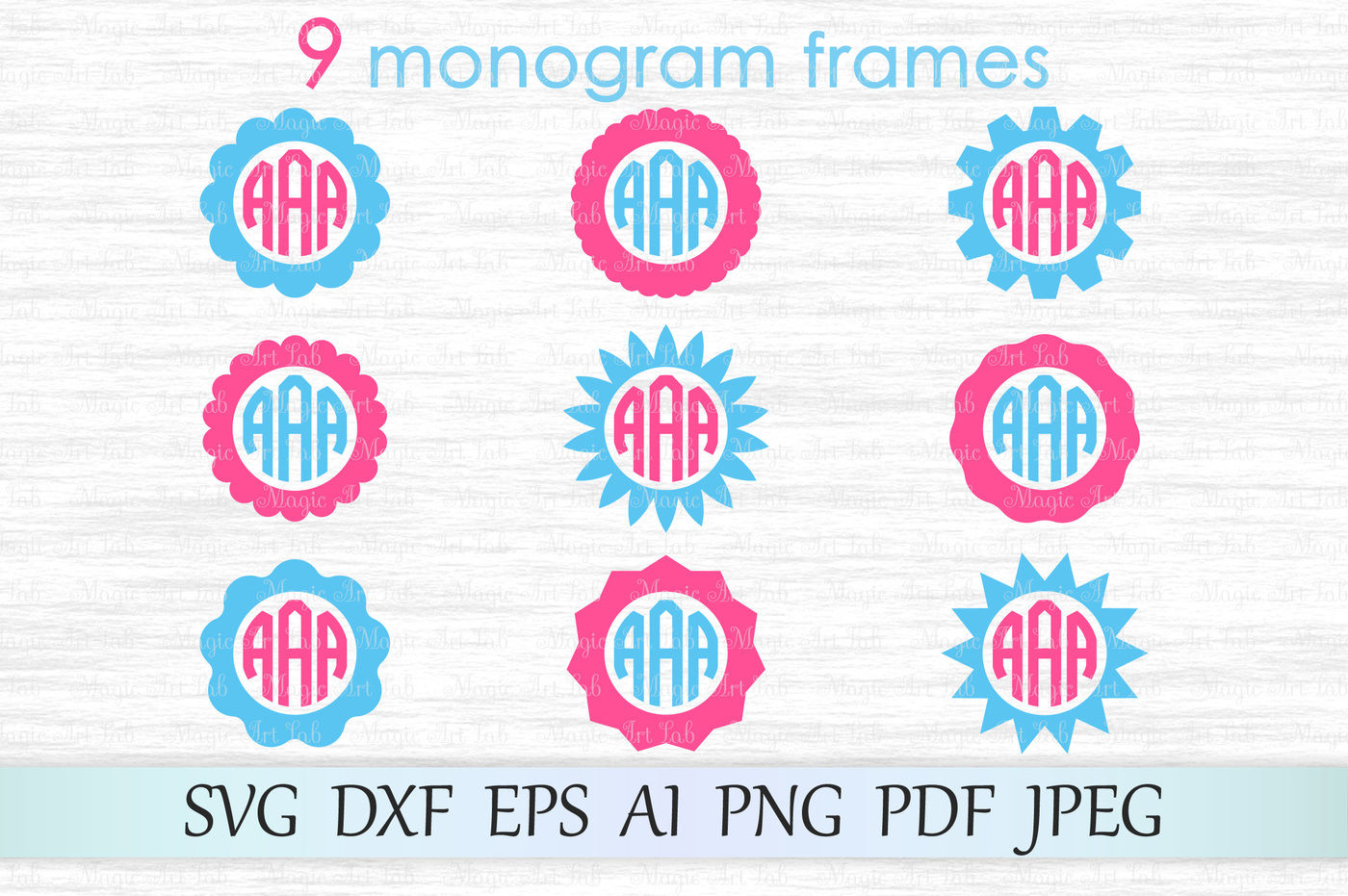 Download Monogram frames svg, Circle monograms cut file, Monogram frames dxf By MagicArtLab ...