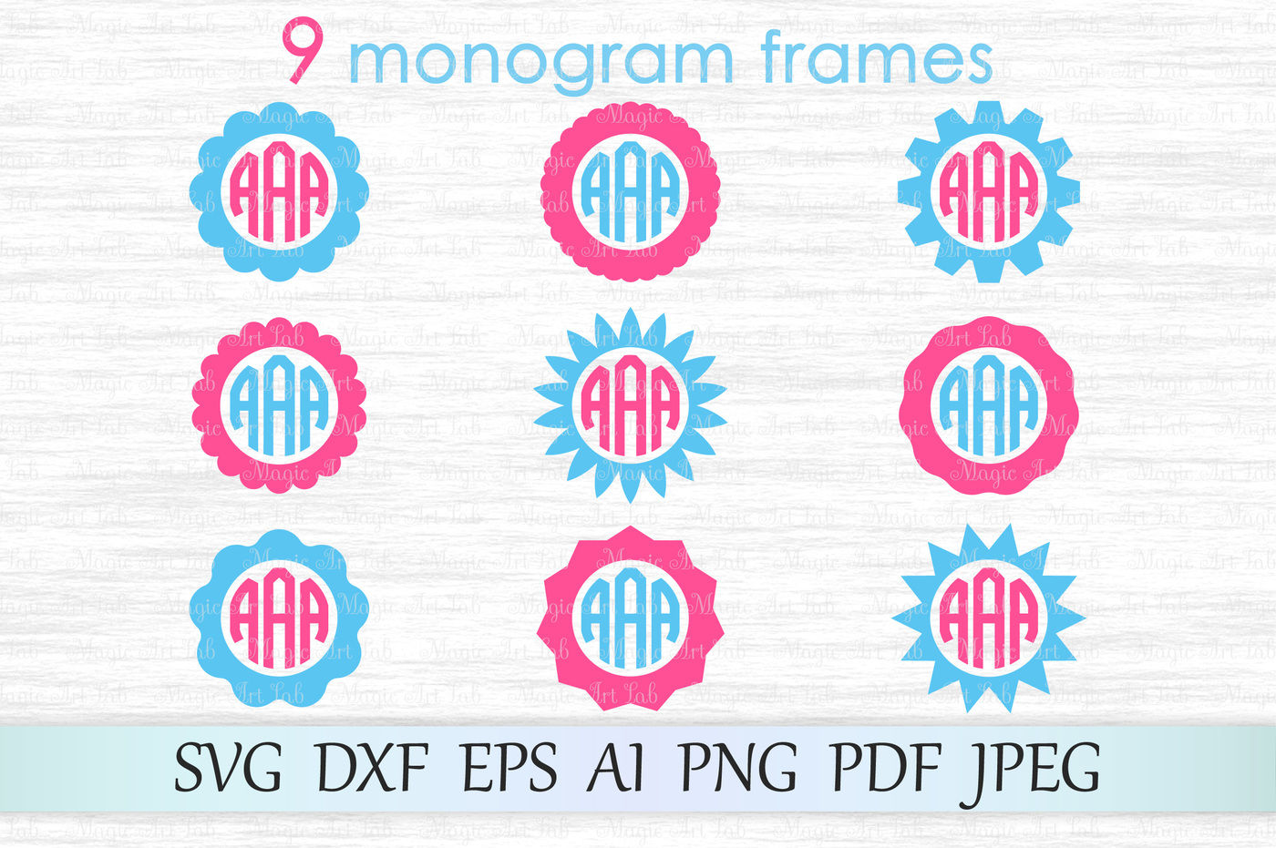 Monogram frames svg, Circle monograms cut file, Monogram ...