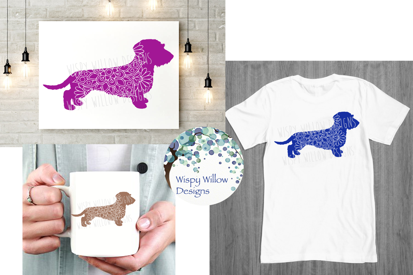 Download Wire Haired Dachshund Mandala Weiner Dog Svg Dxf Eps Png Jpg Pdf By Wispy Willow Designs Thehungryjpeg Com
