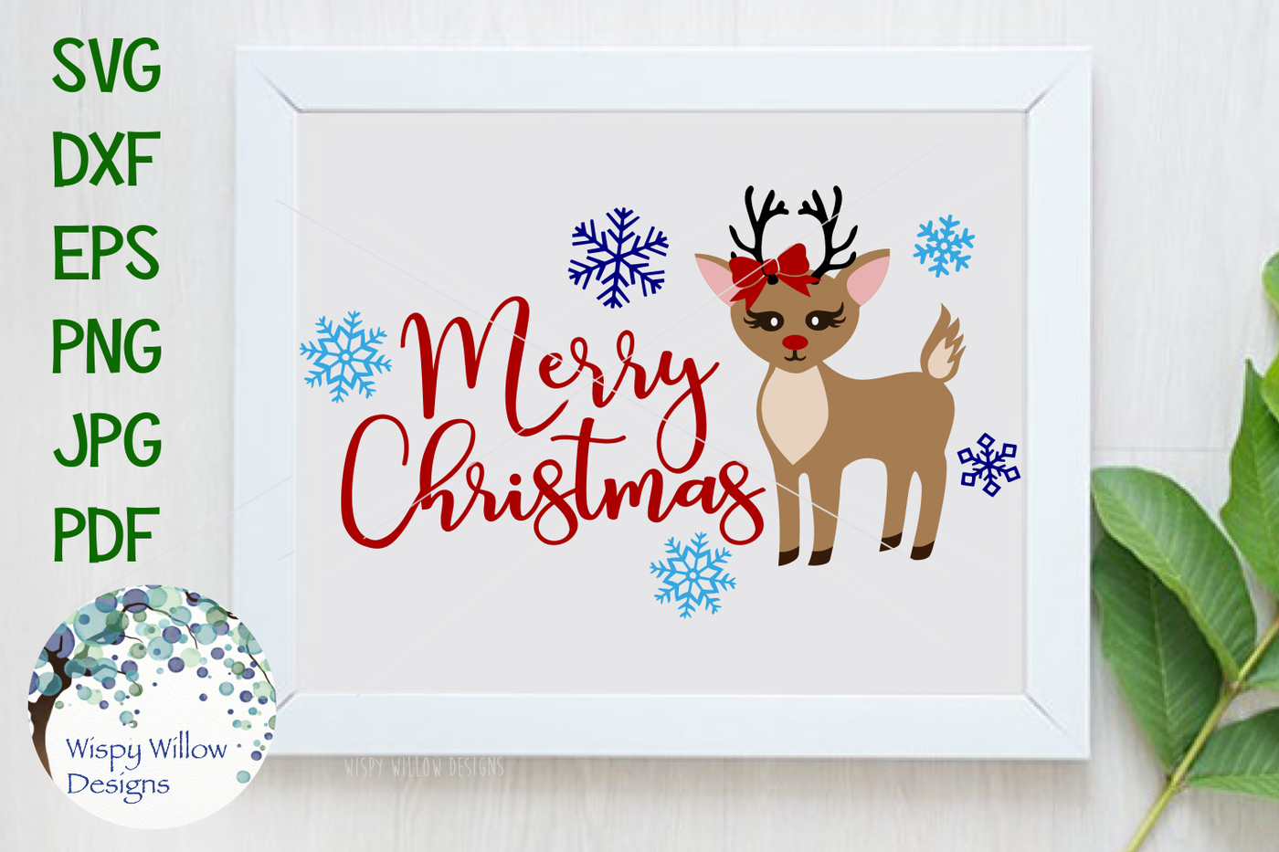 Merry Christmas Reindeer Holiday Rudolph Svg Dxf Eps Png Jpg Pdf By Wispy Willow Designs Thehungryjpeg Com
