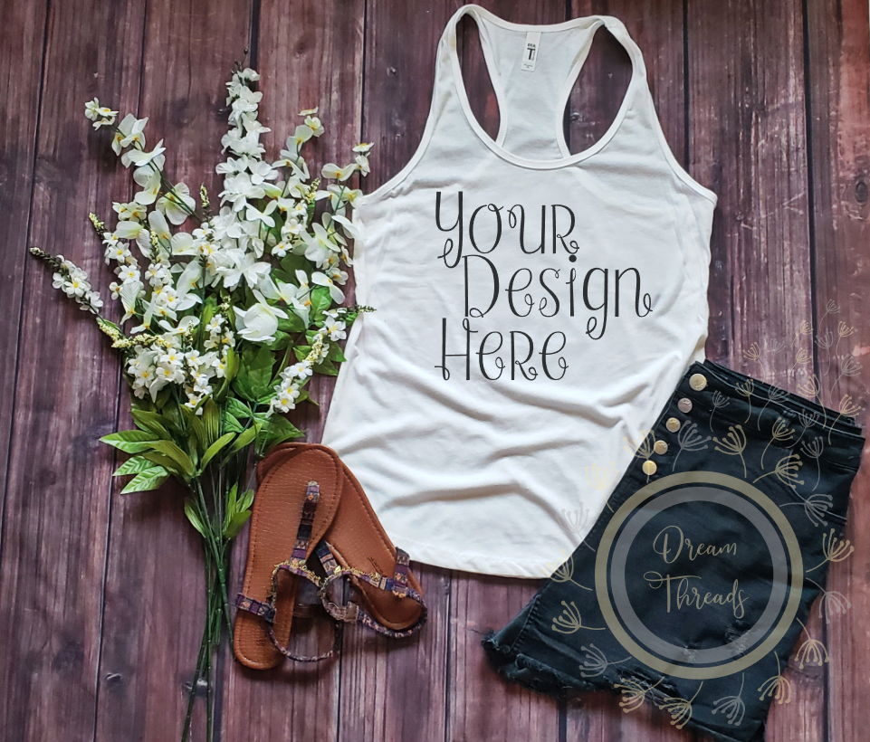 Download Next Level 1533 White Racerback Tank Top Mock Up By ...