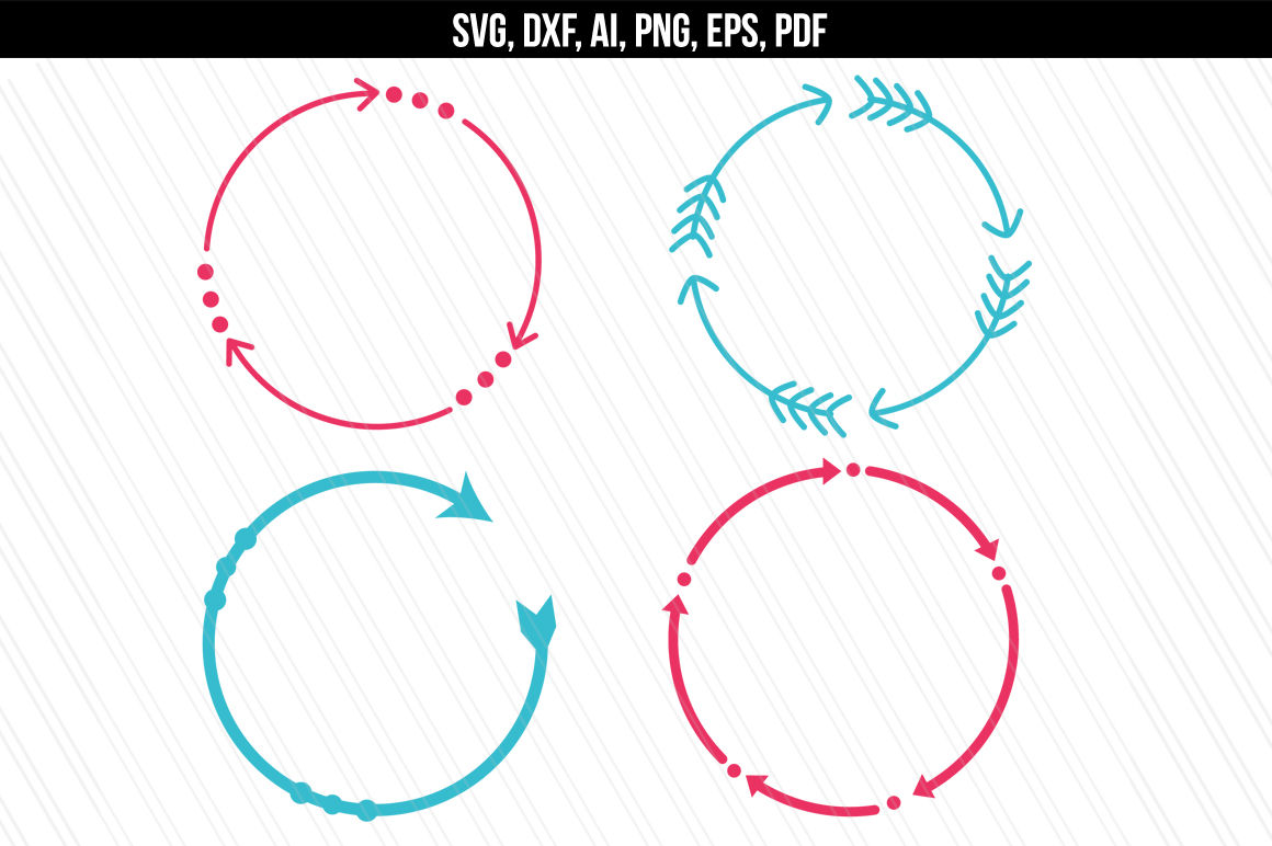 Circular Arrow Monogram Frames Eps Ai Pdf Svg Png By Aivosdesigns Thehungryjpeg Com