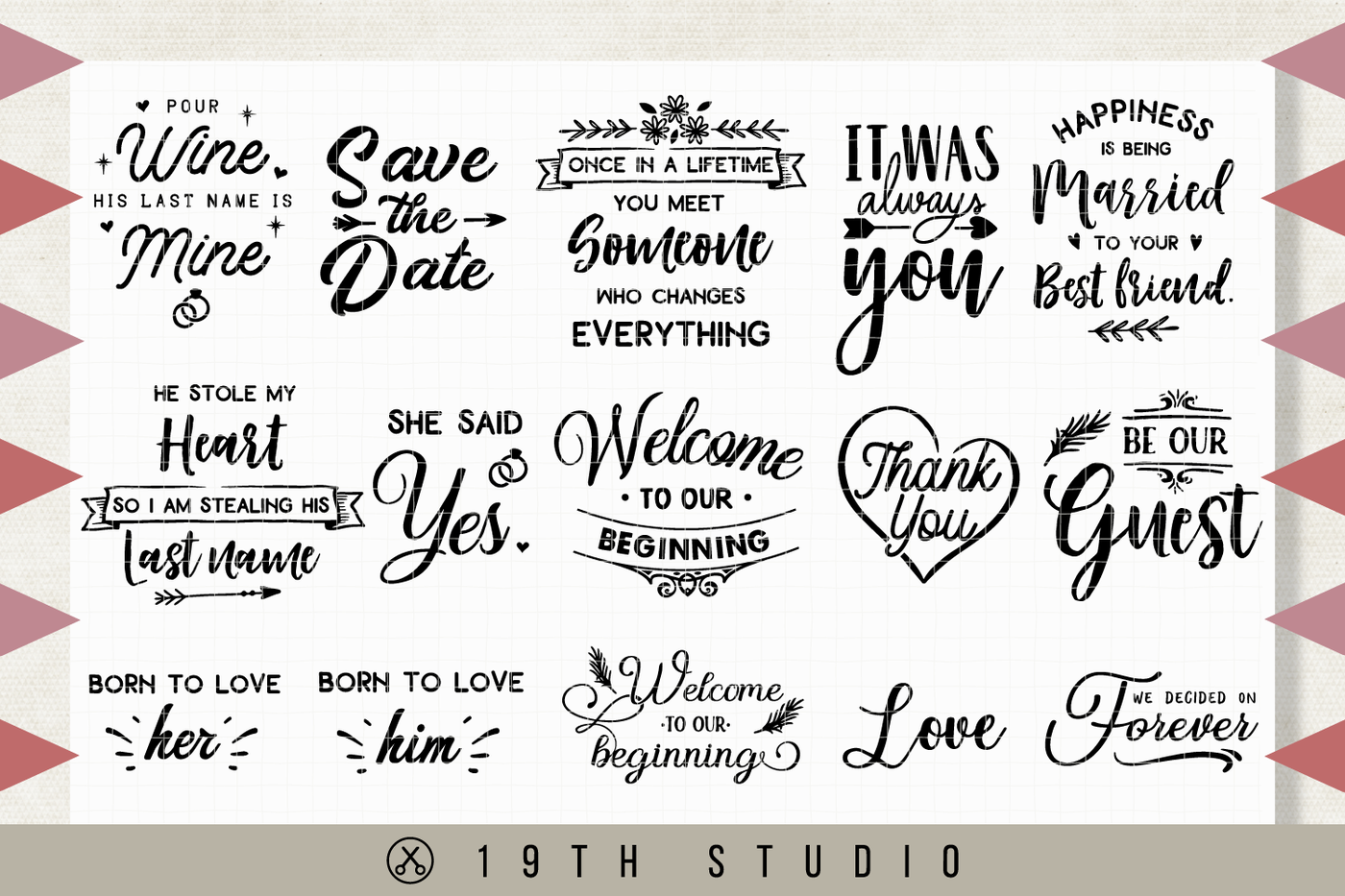 Download Wedding Svg Bundle M27 By 19th Studio Thehungryjpeg Com PSD Mockup Templates