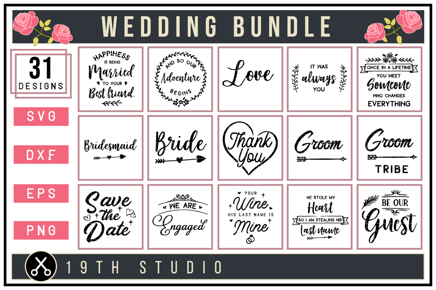 Wedding Svg Bundle M27 By 19th Studio Thehungryjpeg Com