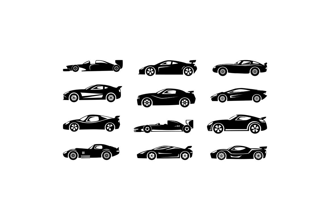 Black Silhouette Of Race Cars By Onyx Thehungryjpeg Com