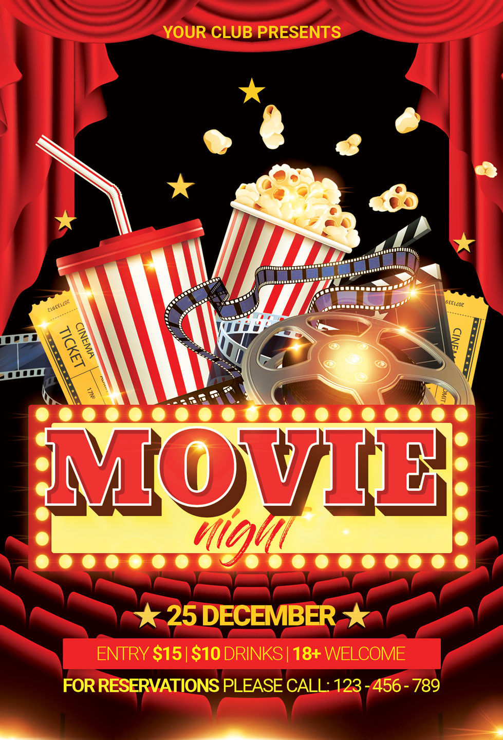 Movie Night Flyer By artolus | TheHungryJPEG.com
