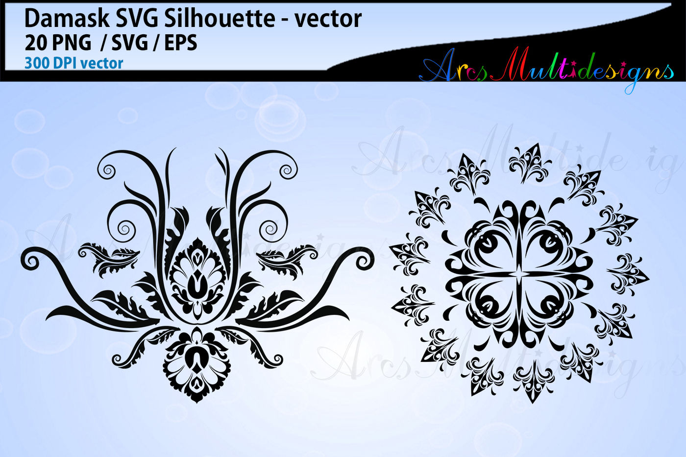 Damask Svg Cut Silhouette Damask Vector Damask Floral Cuttable By Arcsmultidesignsshop Thehungryjpeg Com