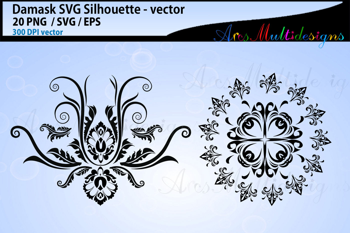 Download Damask SVG Cut silhouette / Damask vector / damask Floral Cuttable By ArcsMultidesignsShop ...