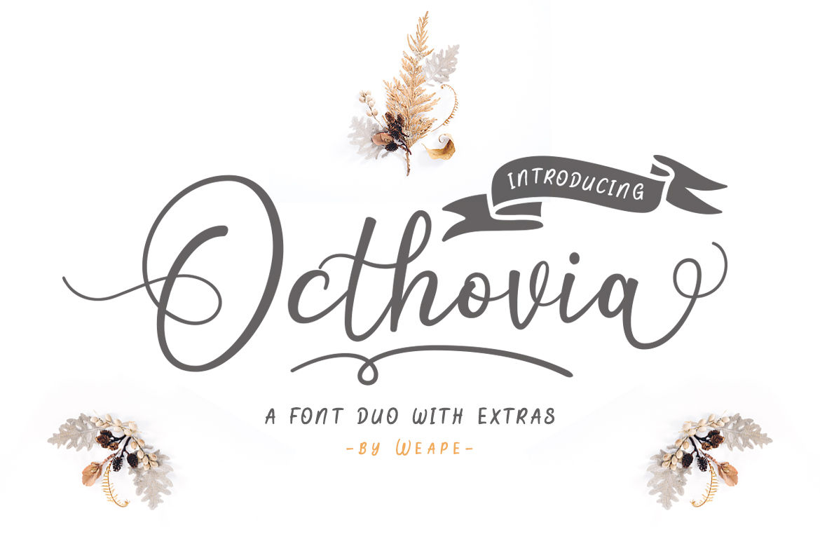 Octhovia Font Duo And Extras By Weape Design Thehungryjpeg Com