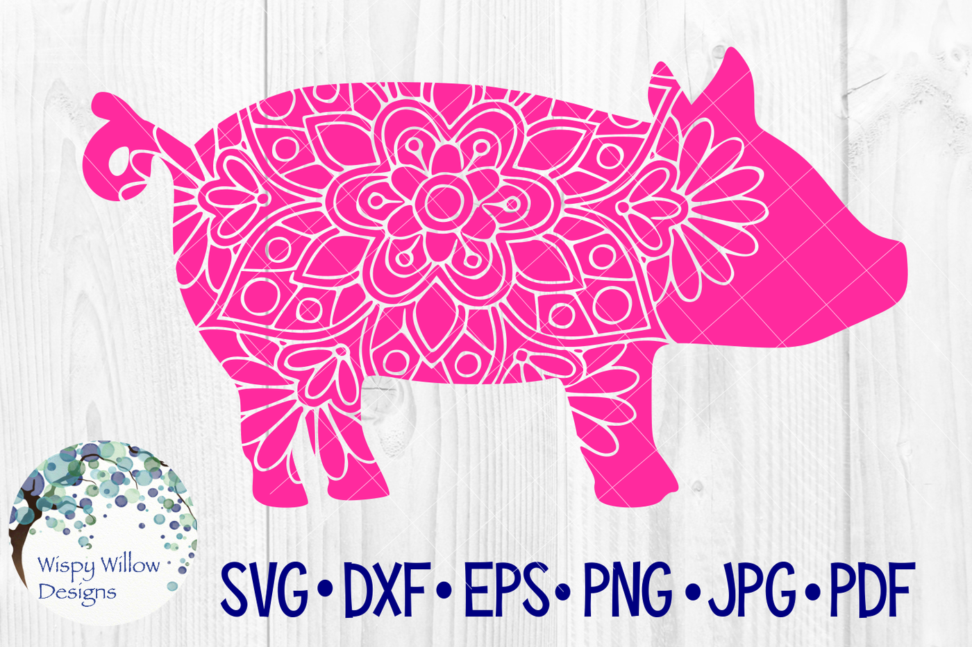 Floral Pig Mandala, SVG/DXF/EPS/PNG/JPG/PDF By Wispy ...