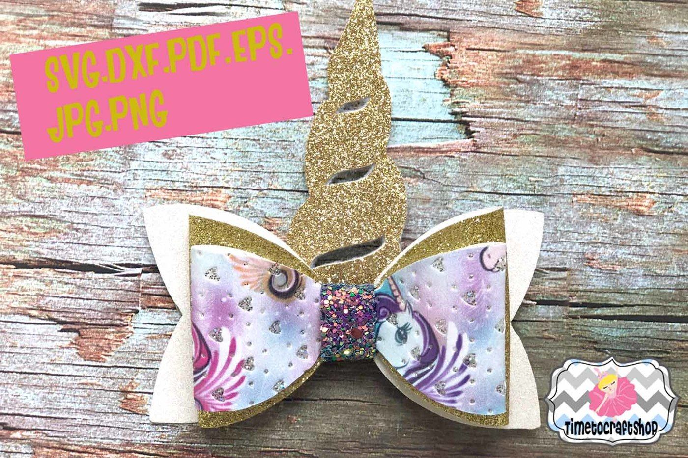 Unicorn Hair Bow Template Svg Dxf Pdf Eps Jpg Png By Timetocraftshop Thehungryjpeg Com