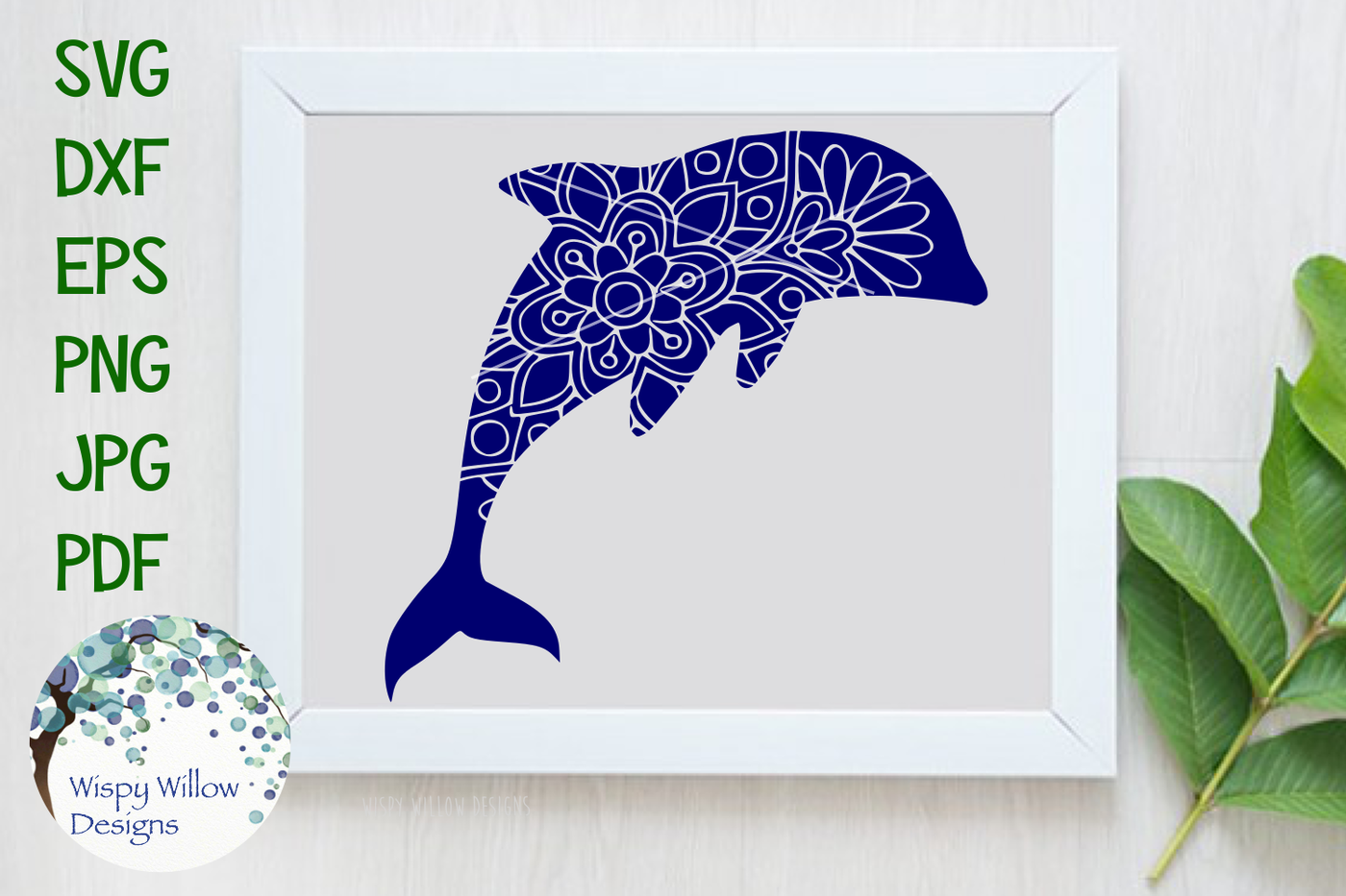 Download Floral Dolphin Mandala SVG/DXF/EPS/PNG/JPG/PDF By Wispy Willow Designs | TheHungryJPEG.com