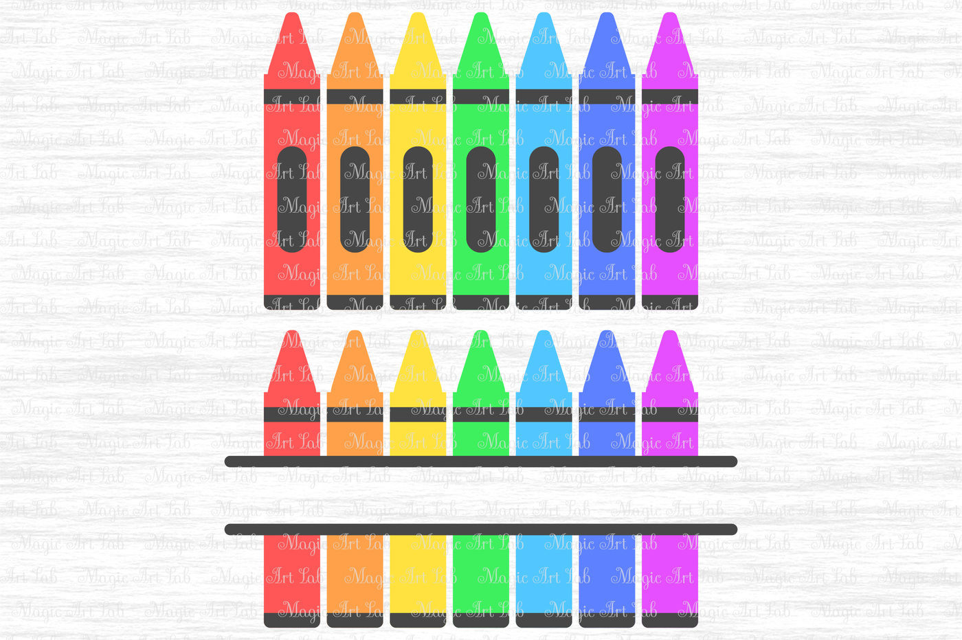 Rainbow Crayons SVG Digital Cut Files + Vectors and Clipart Printables